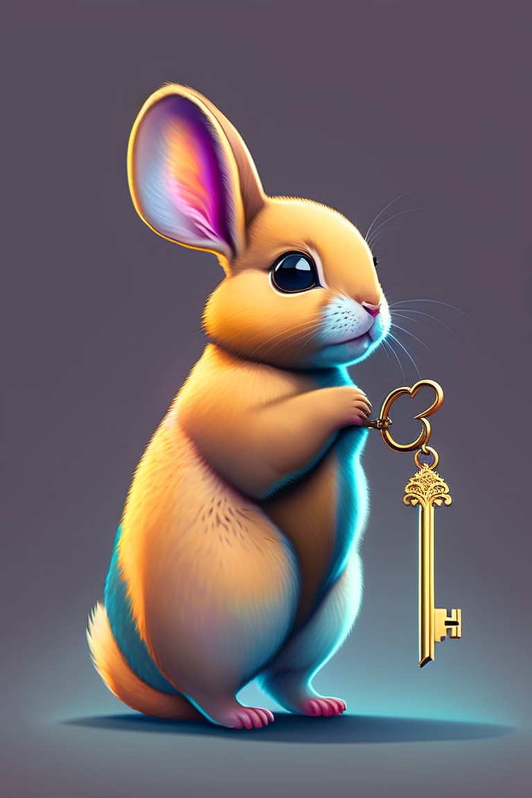 Lexica - Rabbit holding the key in her paws, her eyes filled with ...