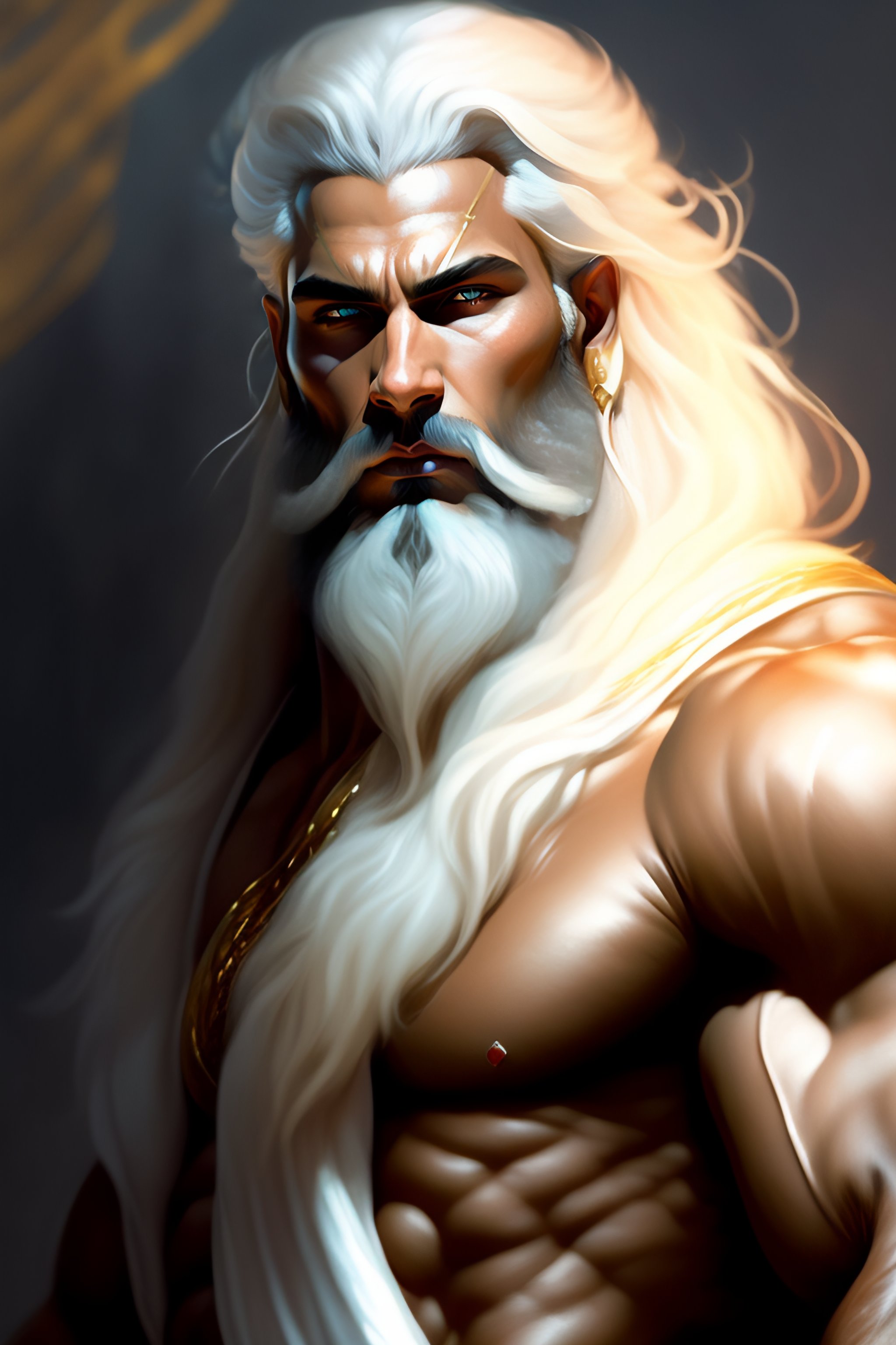 Lexica - Painted realism portrait of ruggedly handsome zeus as by ruan ...