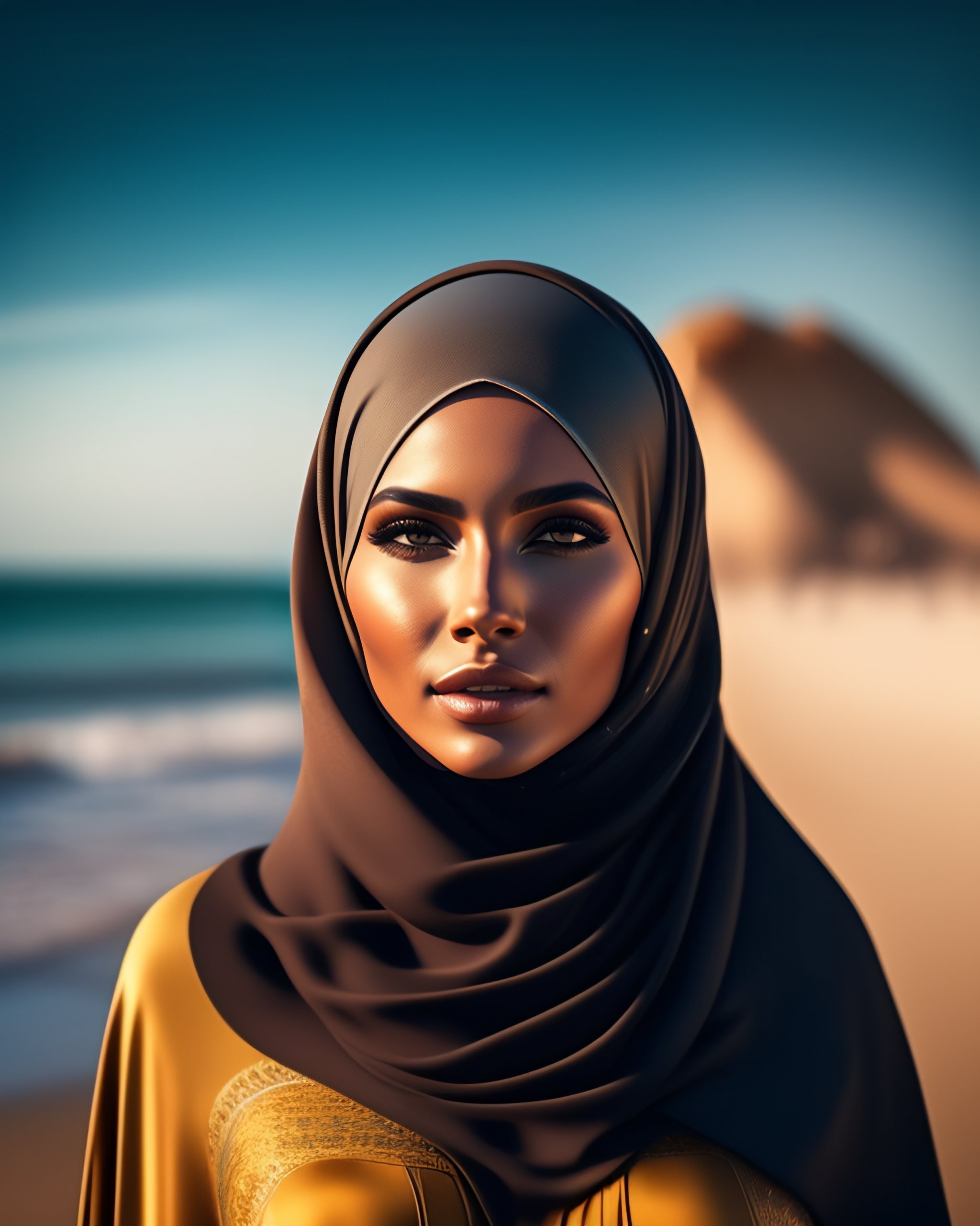 Lexica - A full body beautiful woman with oil body wearing hijab in ...
