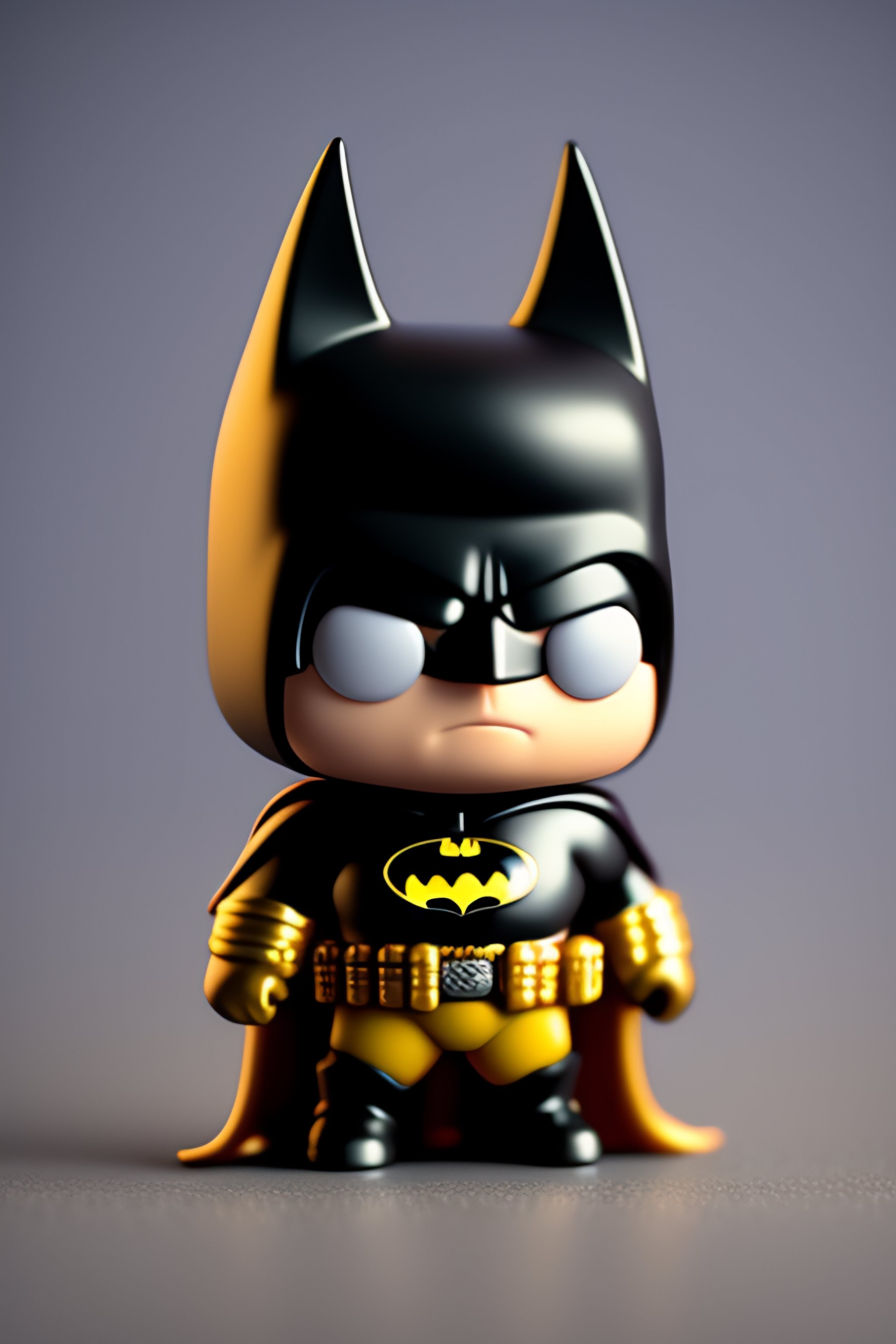 Lexica - 3d render of funko pop batman a little smile