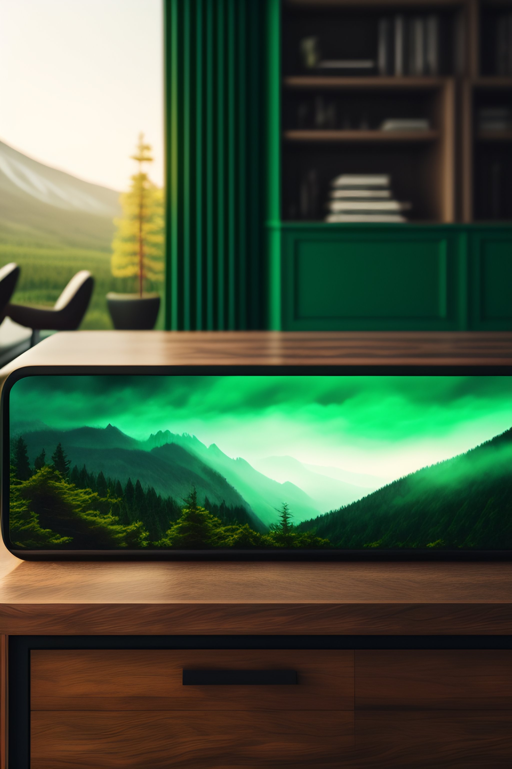 lexica-green-watch-on-dark-wood-table-in-middle-of-mountain-houses
