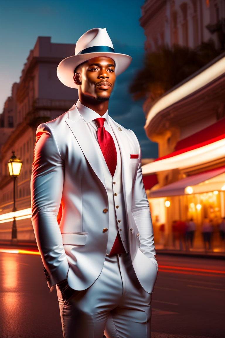 Lexica - Beautiful mulatto brazilian man wearing white suit and red tie ...