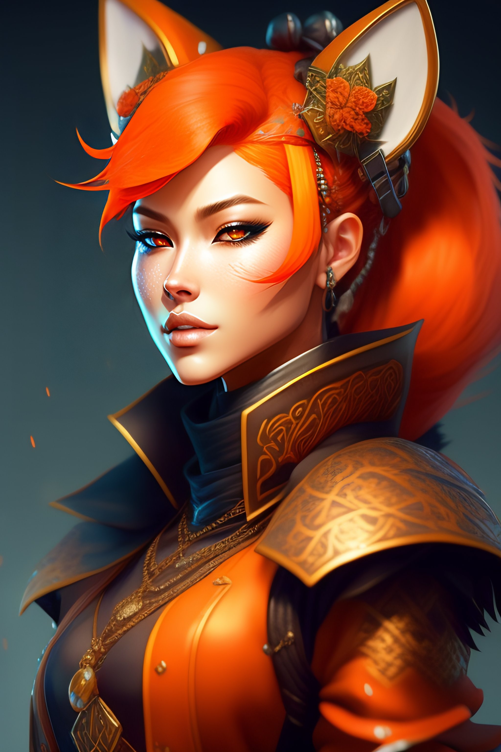 Lexica - Portrait of a beautiful young fox female rogue with