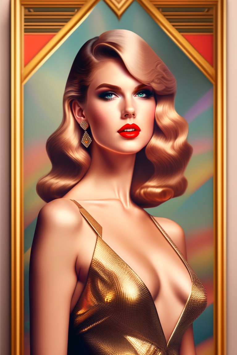 Lexica - Taylor Swift fully wearing npthing at all as a vintage pinup girl  smoking poster retro classic design beautiful artwork seeuctive pose  aesth..., image size:768x1152