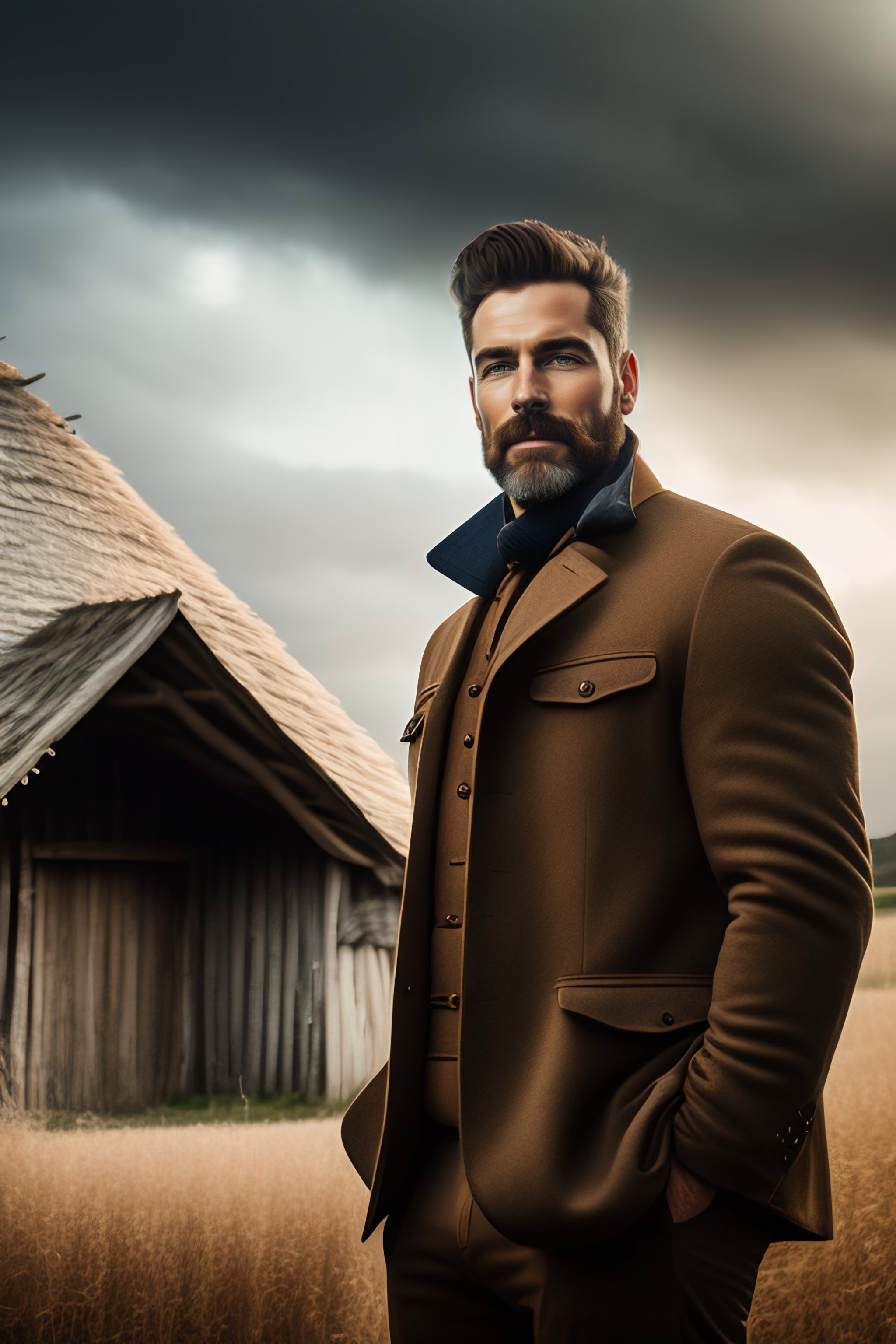 Lexica - Portrait of a man in a barn
