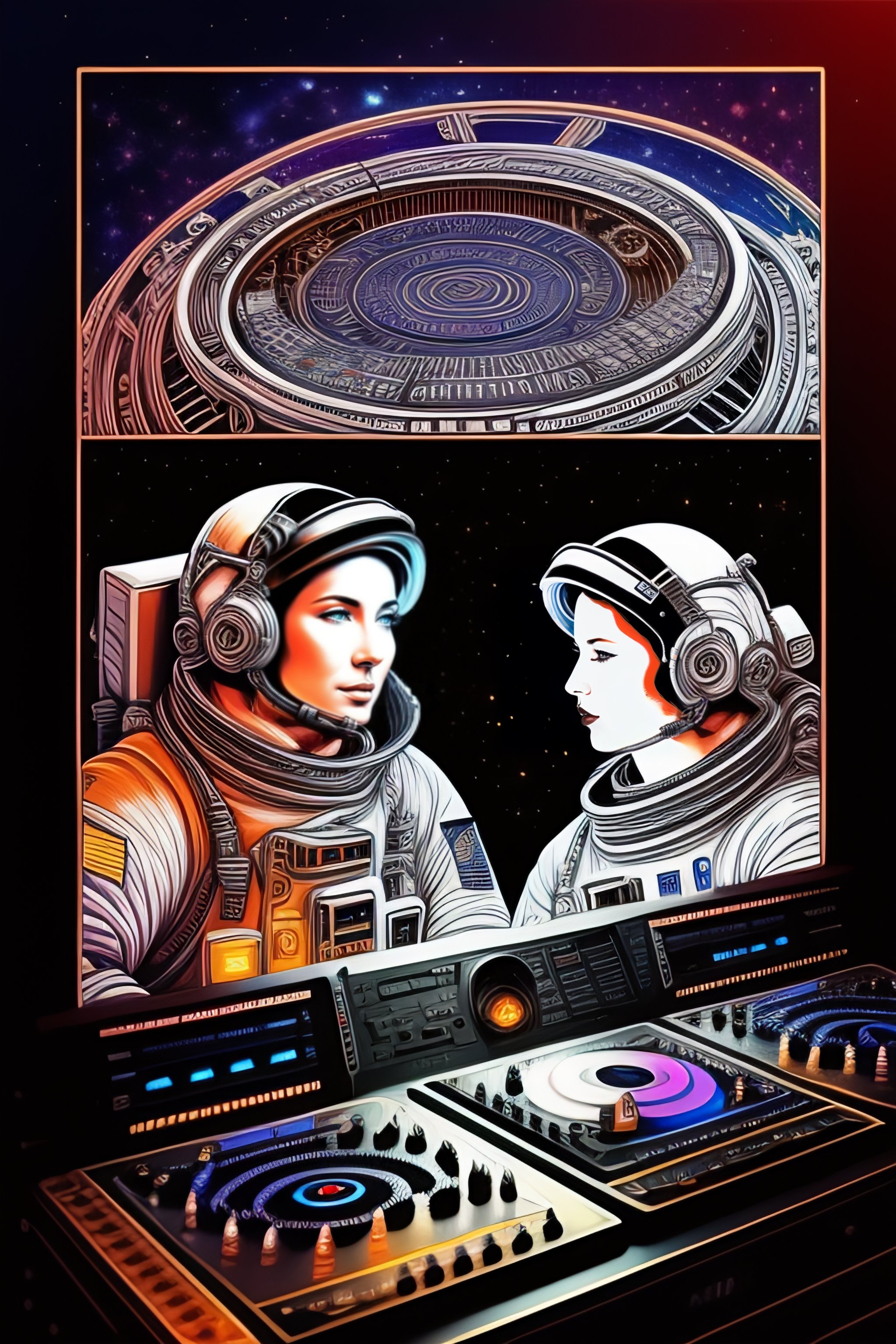 Lexica - Intricate detailed artwork of astronauts using dj controller ...