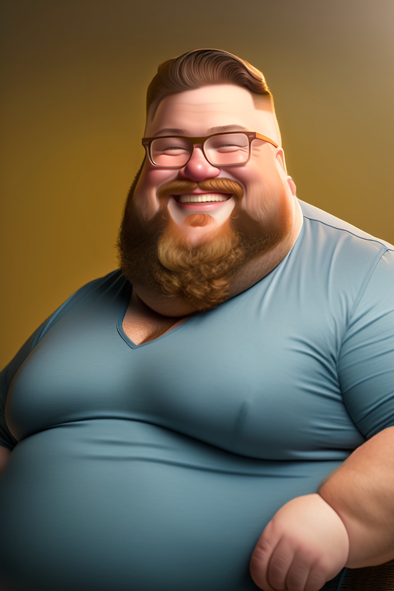 Lexica - Fat man with glass, mid beard, smilling, portrait