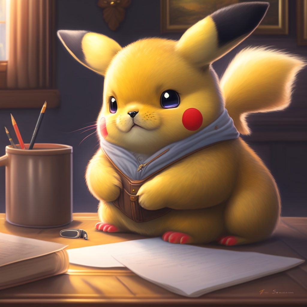 Lexica - Pikachu commiting tax fraud, paperwork, exhausted, cute ...