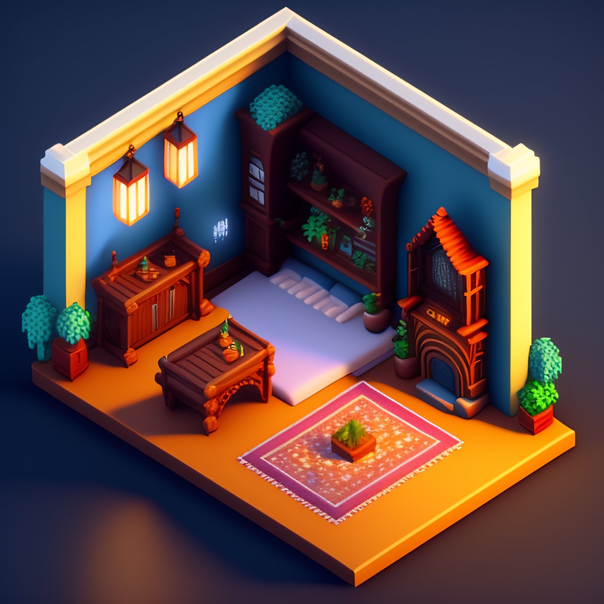 Lexica - Detailed isometric habbo cathedral bedroom, video games, very ...