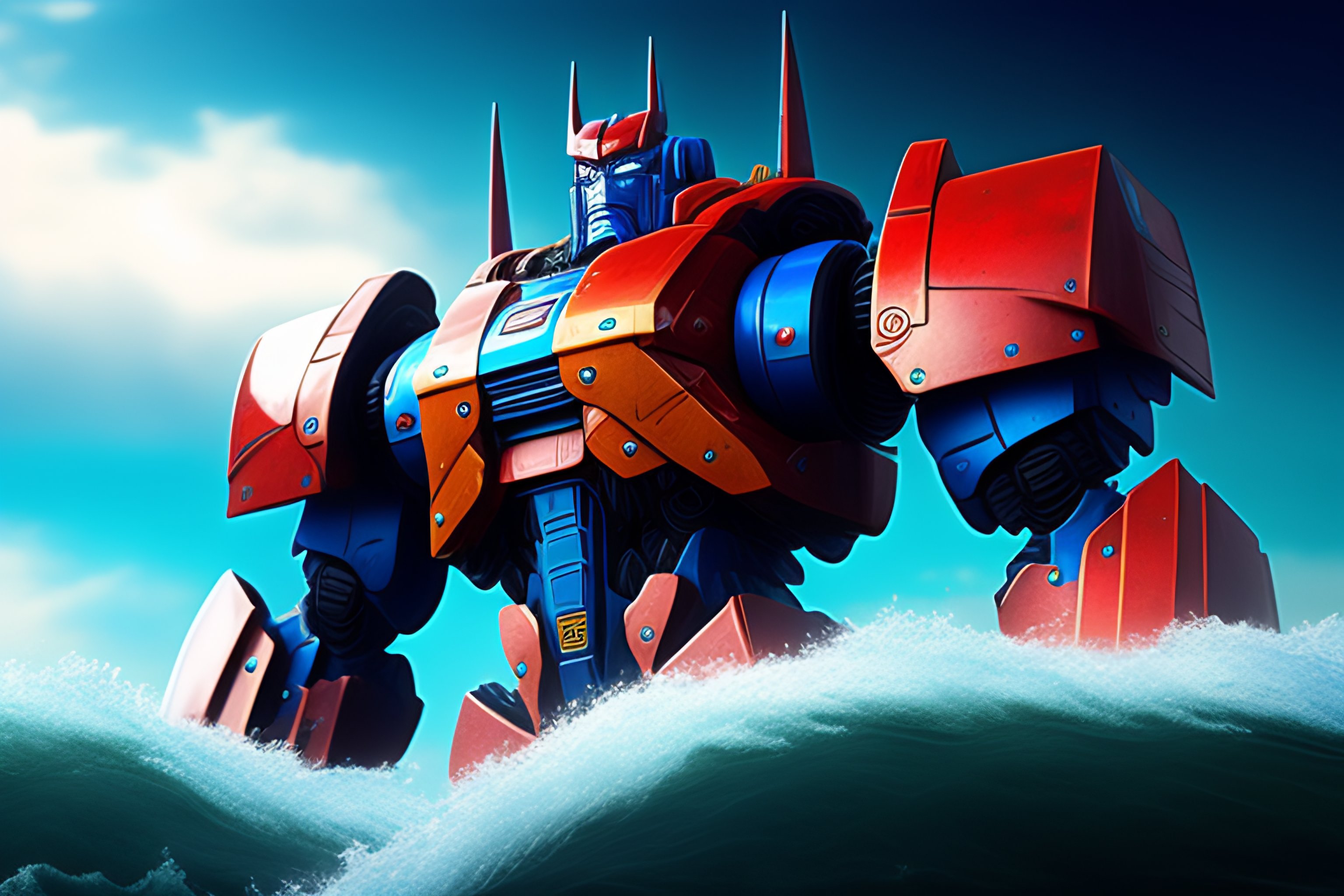 Lexica - Transformer character optimus prime swimming in the ocean