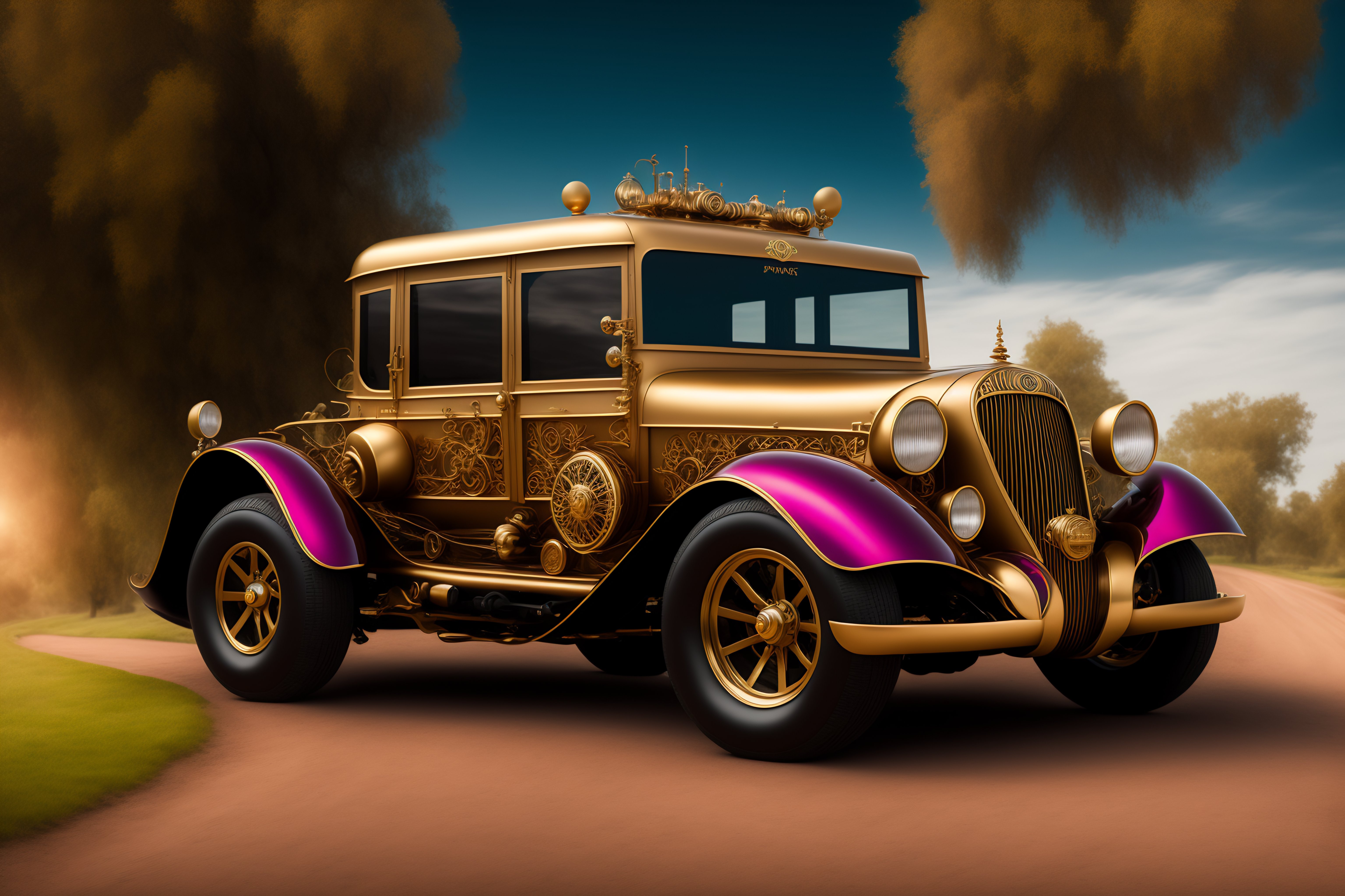 Lexica RIBBON STEAMPUNK CAR, a sign that says OFFROAD MY PASSION