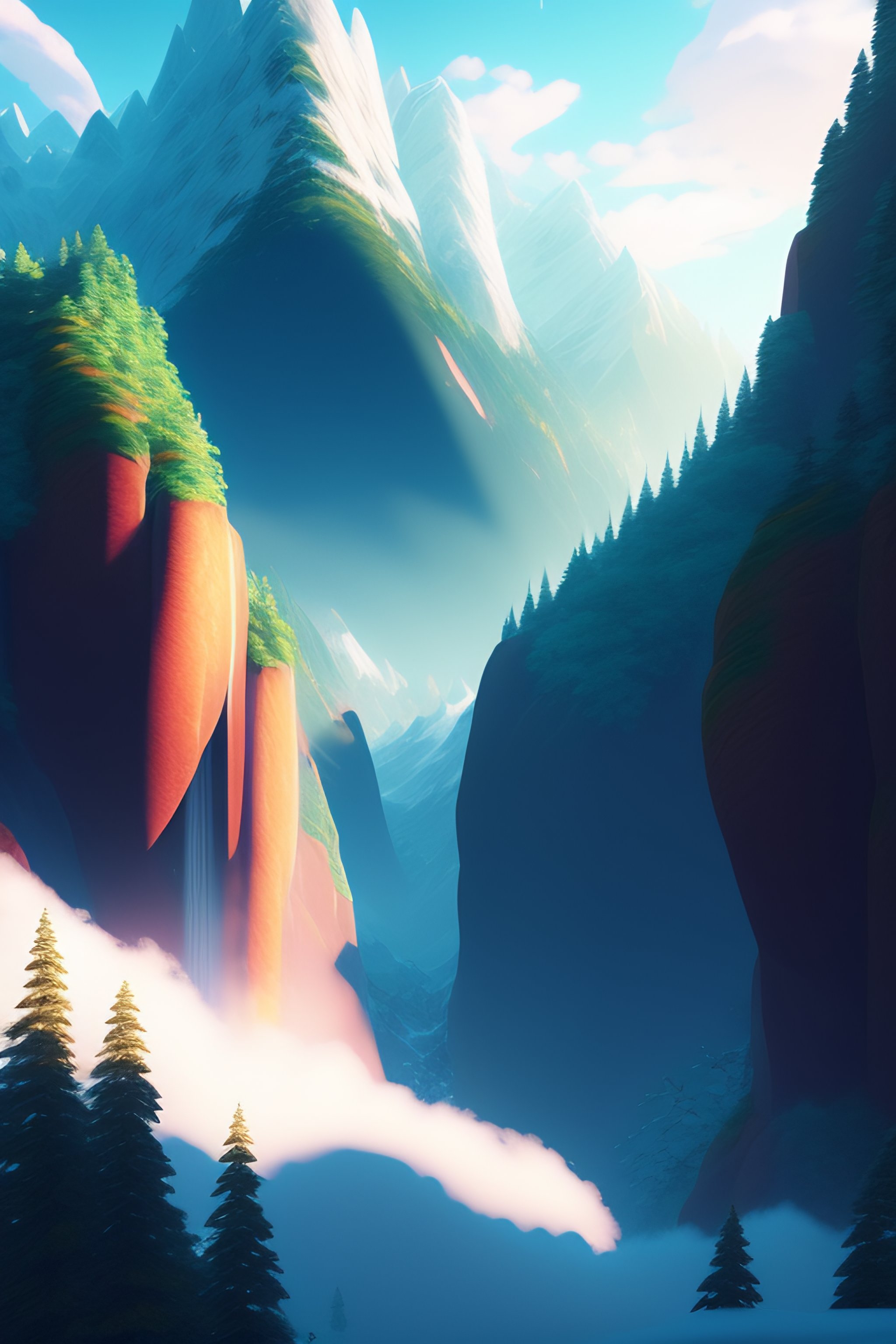 Lexica - A highly detailed digital art painting of a snowy mountain ...