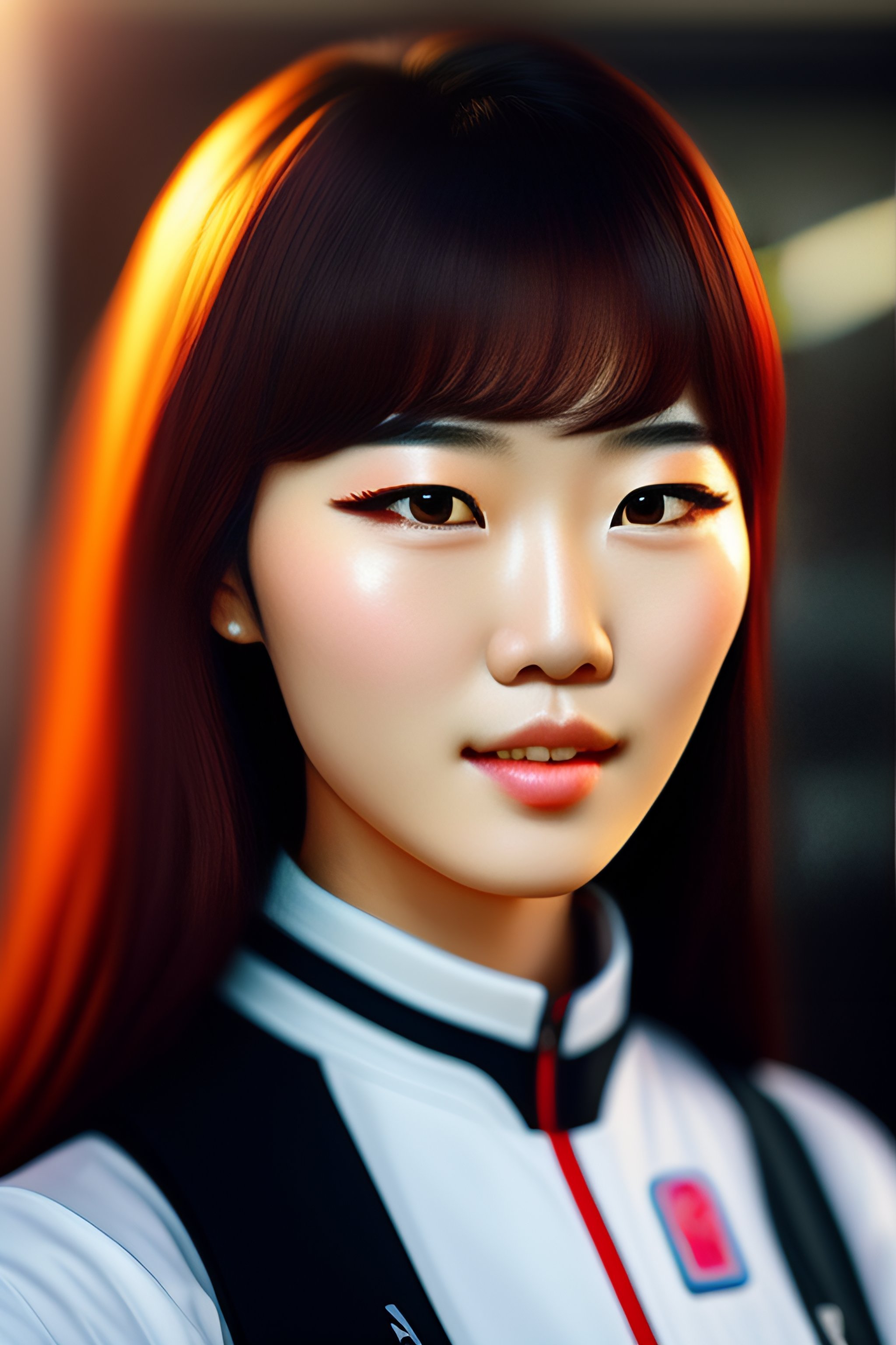 lexica-super-beautiful-korean-high-school-girl-looking-straight-into