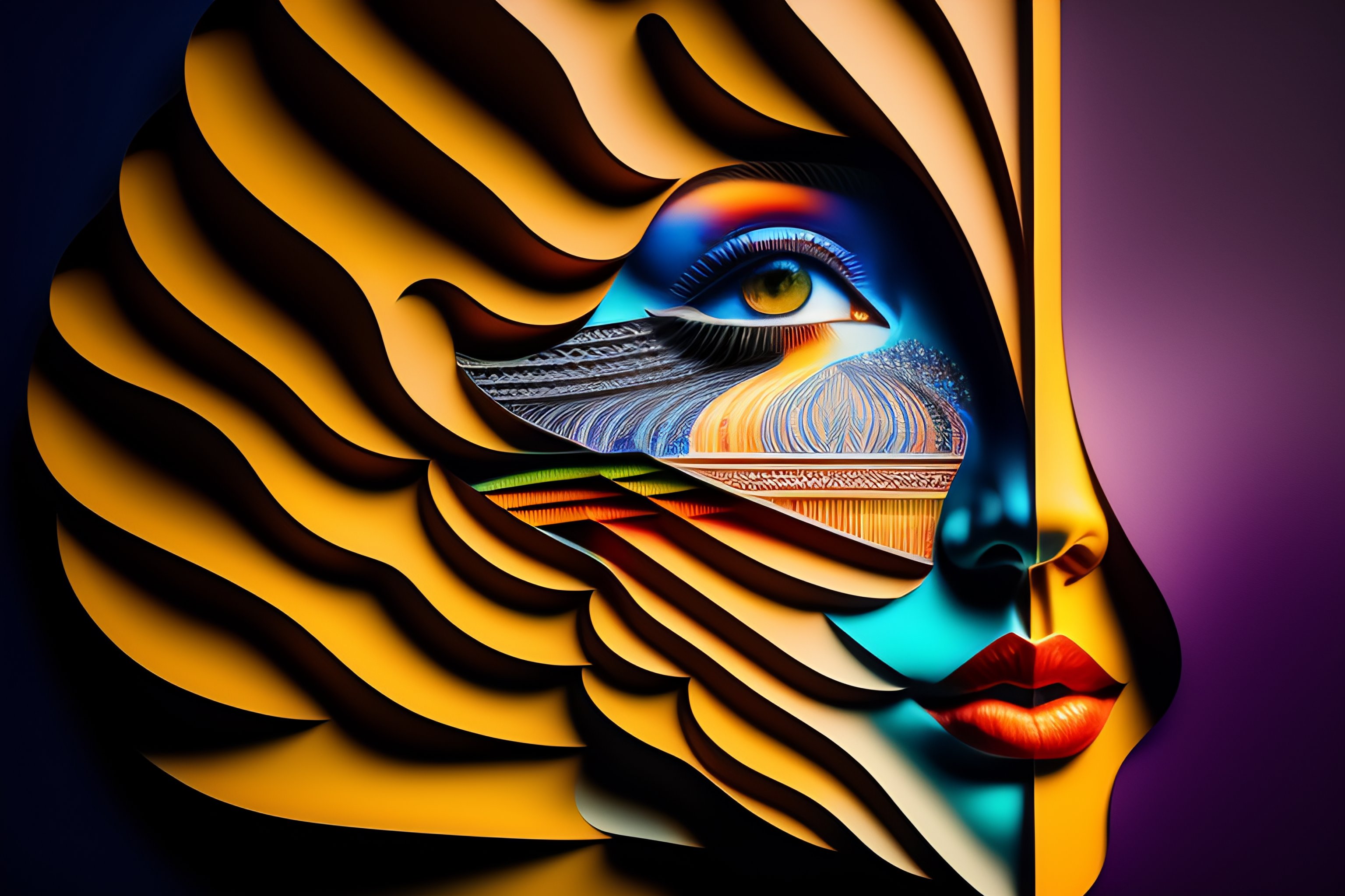 Lexica - Abstract image of intricate detailed cut thin layered colored ...
