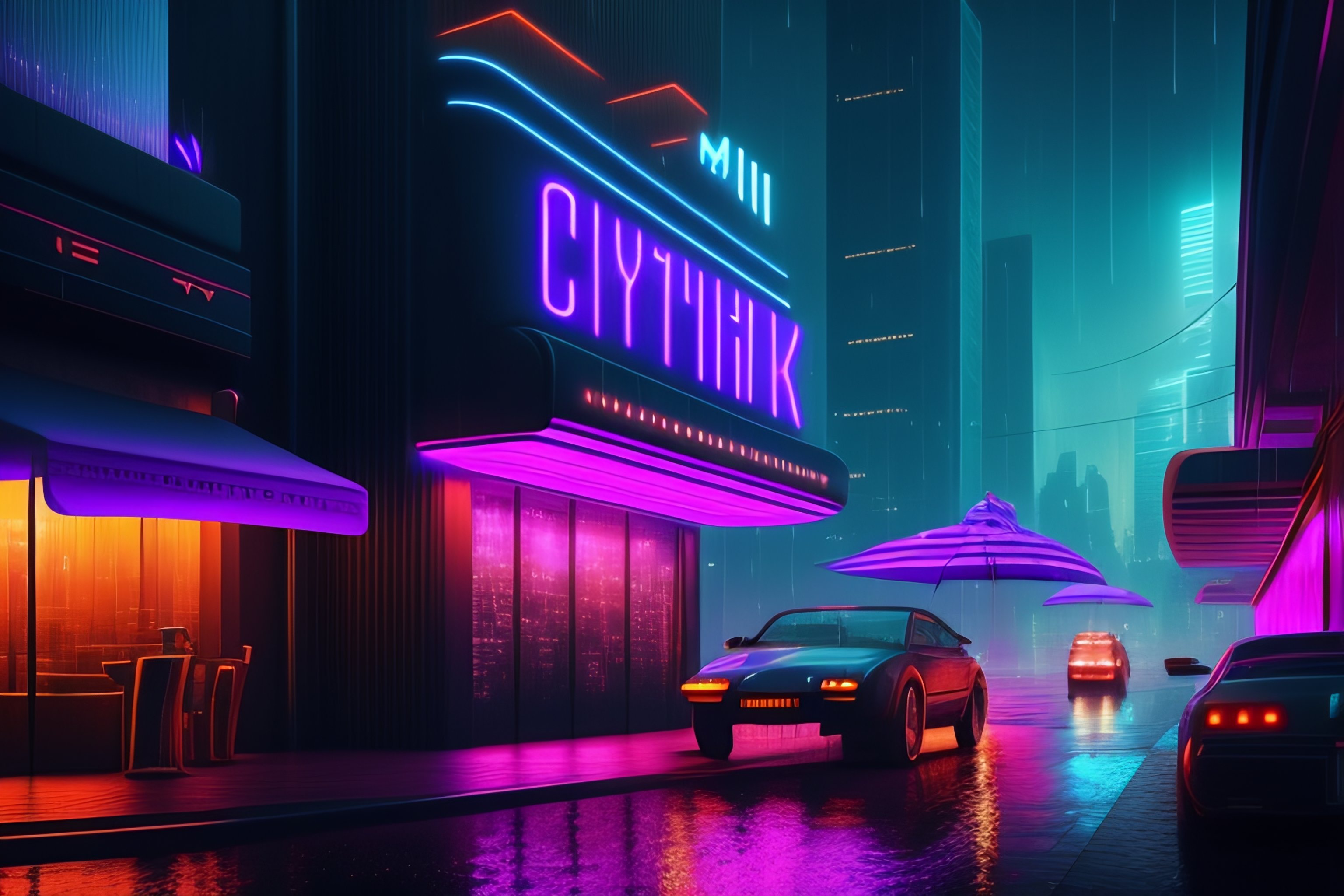 Elysium - interdimensional cyberpunk nightclub with neon