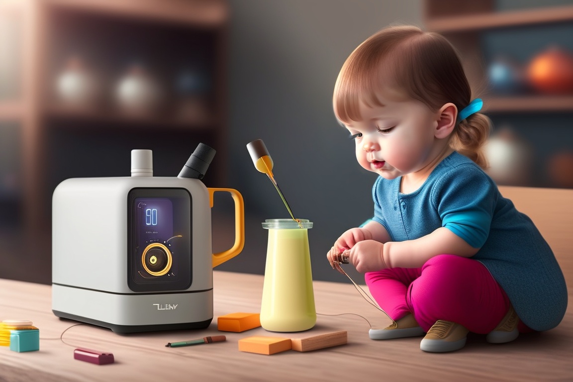 Lexica Lily as a child, tinkering with small gadgets and taking apart