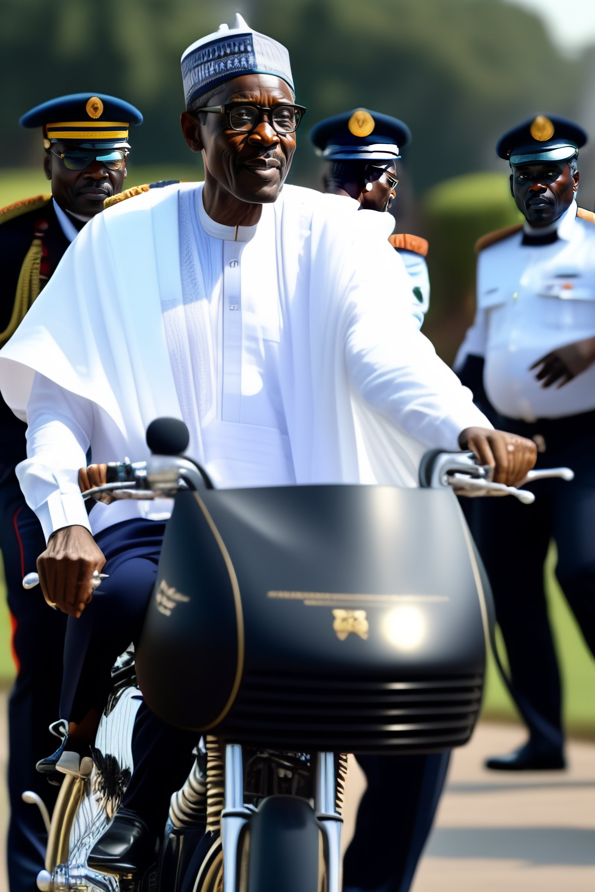 Lexica - President Buhari riding a bike