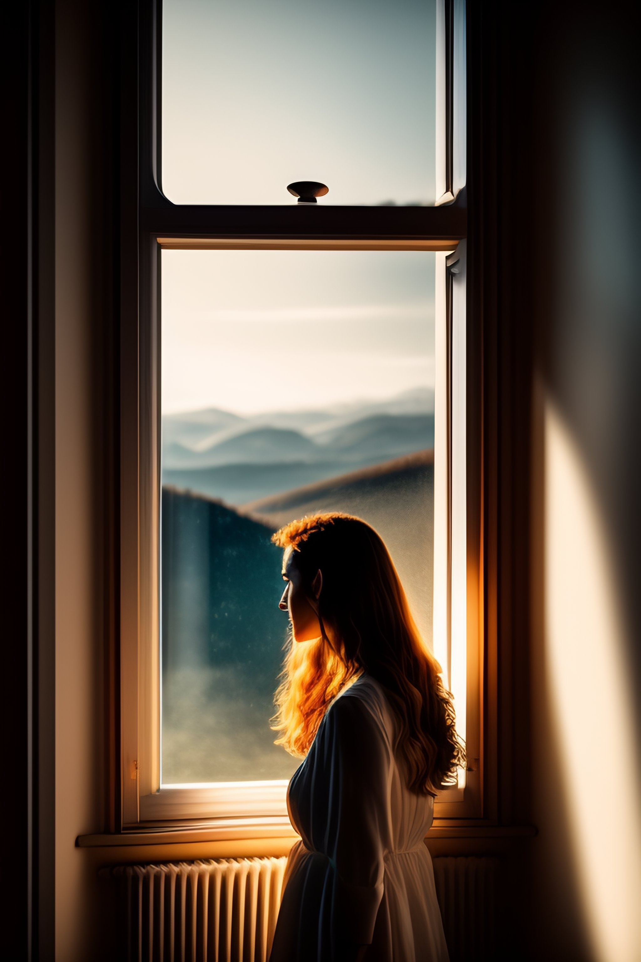 Lexica - Woman watching view from window