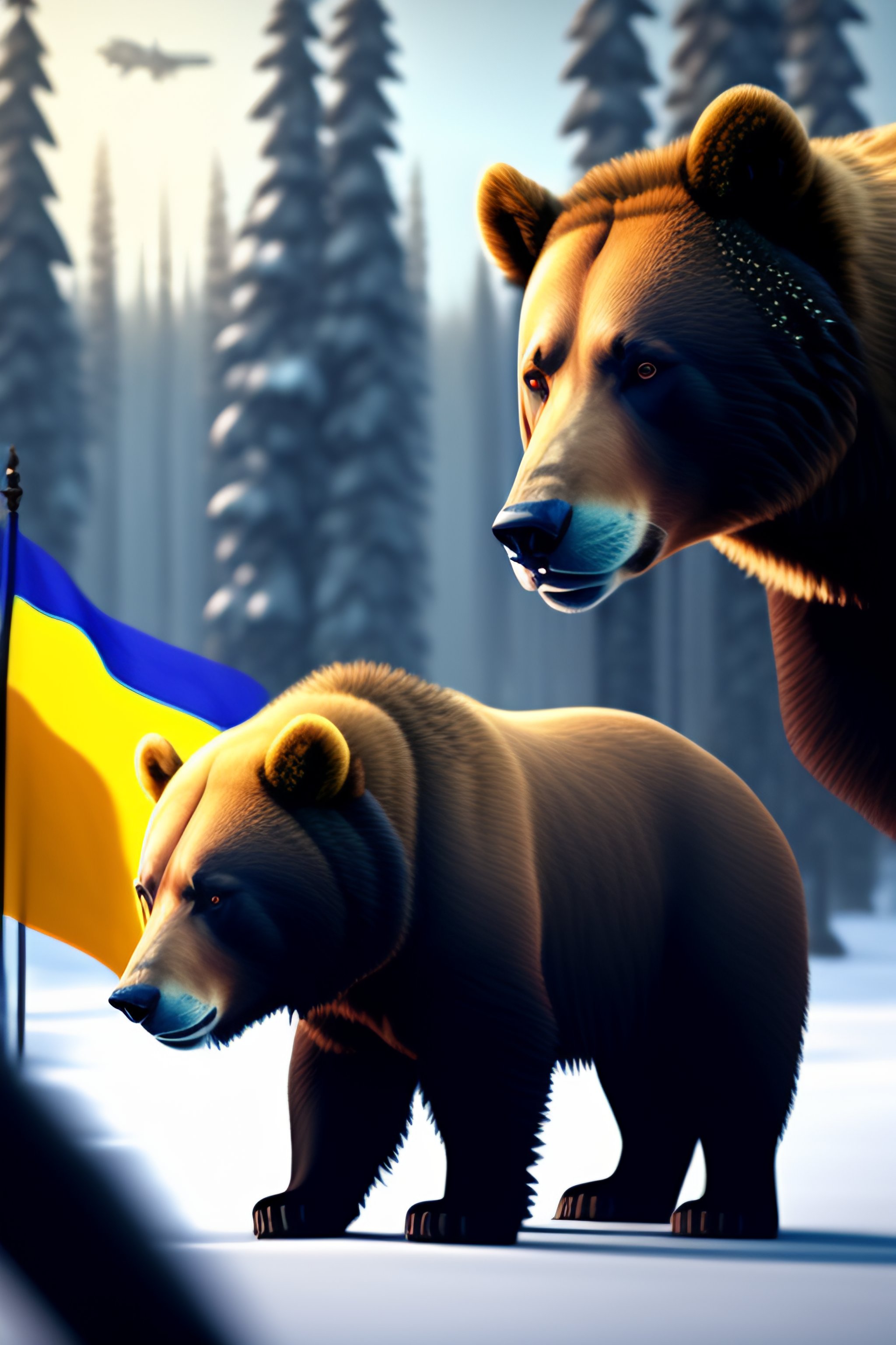 Lexica - Ukranian soldiers, fighting against massive grizzly bears