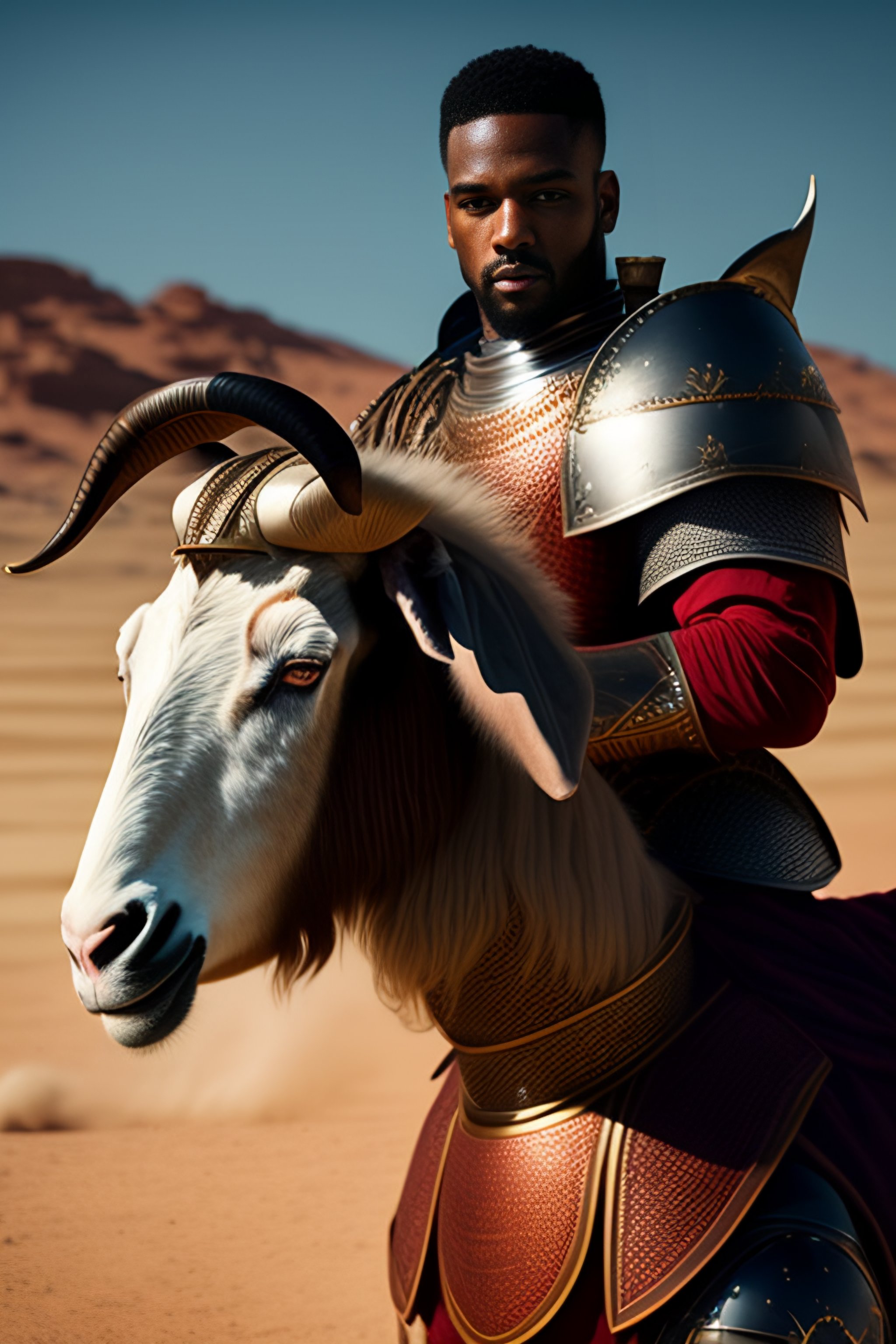 Lexica - A knight in armor with the face of a goat