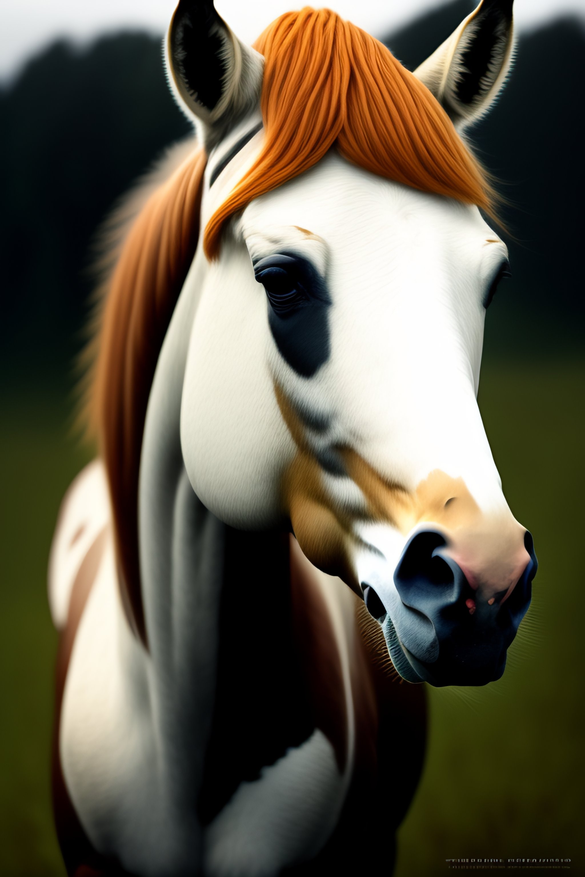 Portrait de cheval arc-en-ciel hyper réaliste · Creative Fabrica