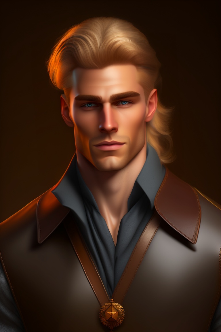 Lexica - A character portrait on a plain black background of a handsome ...