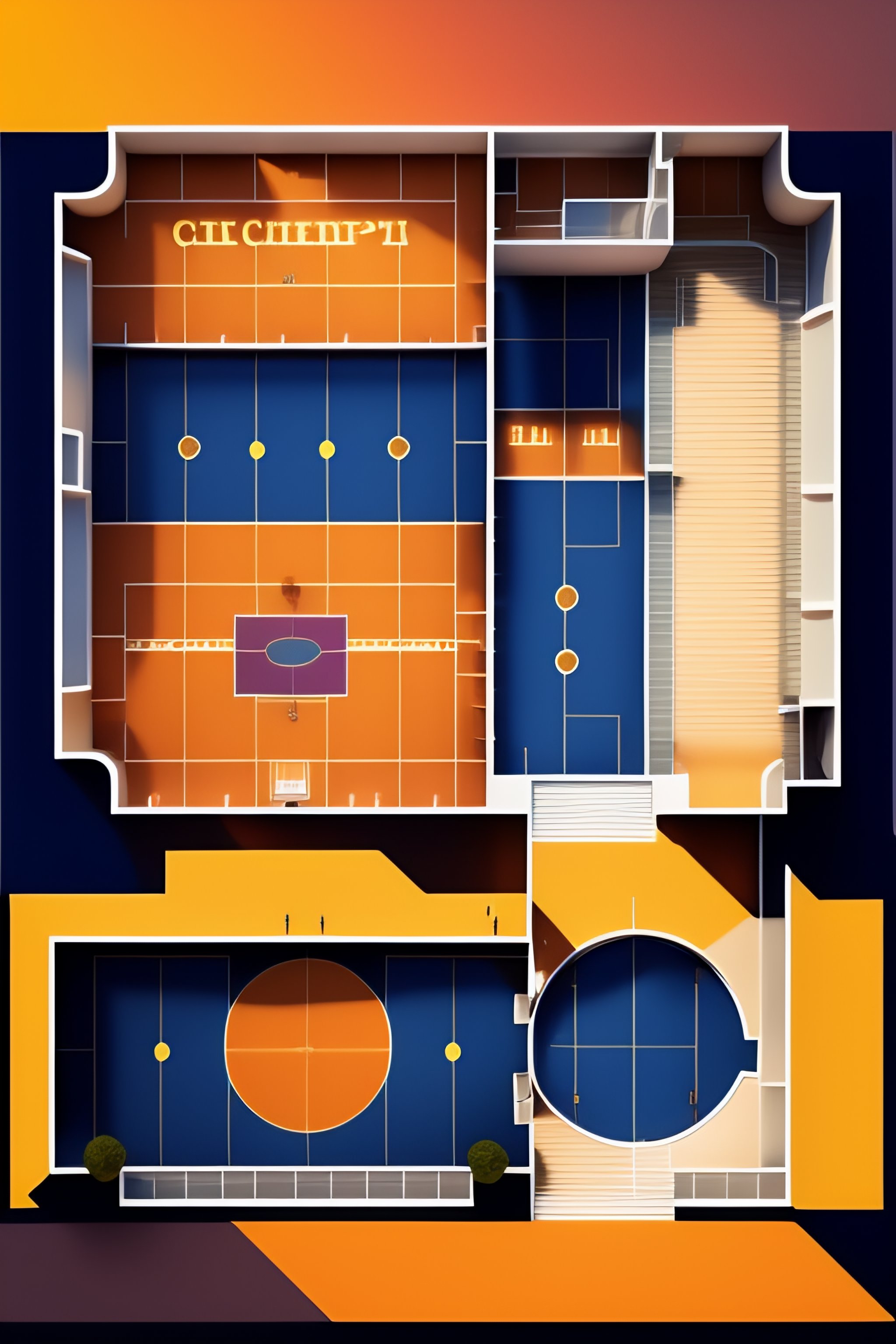 Lexica Plan of a basketball shop with basket included