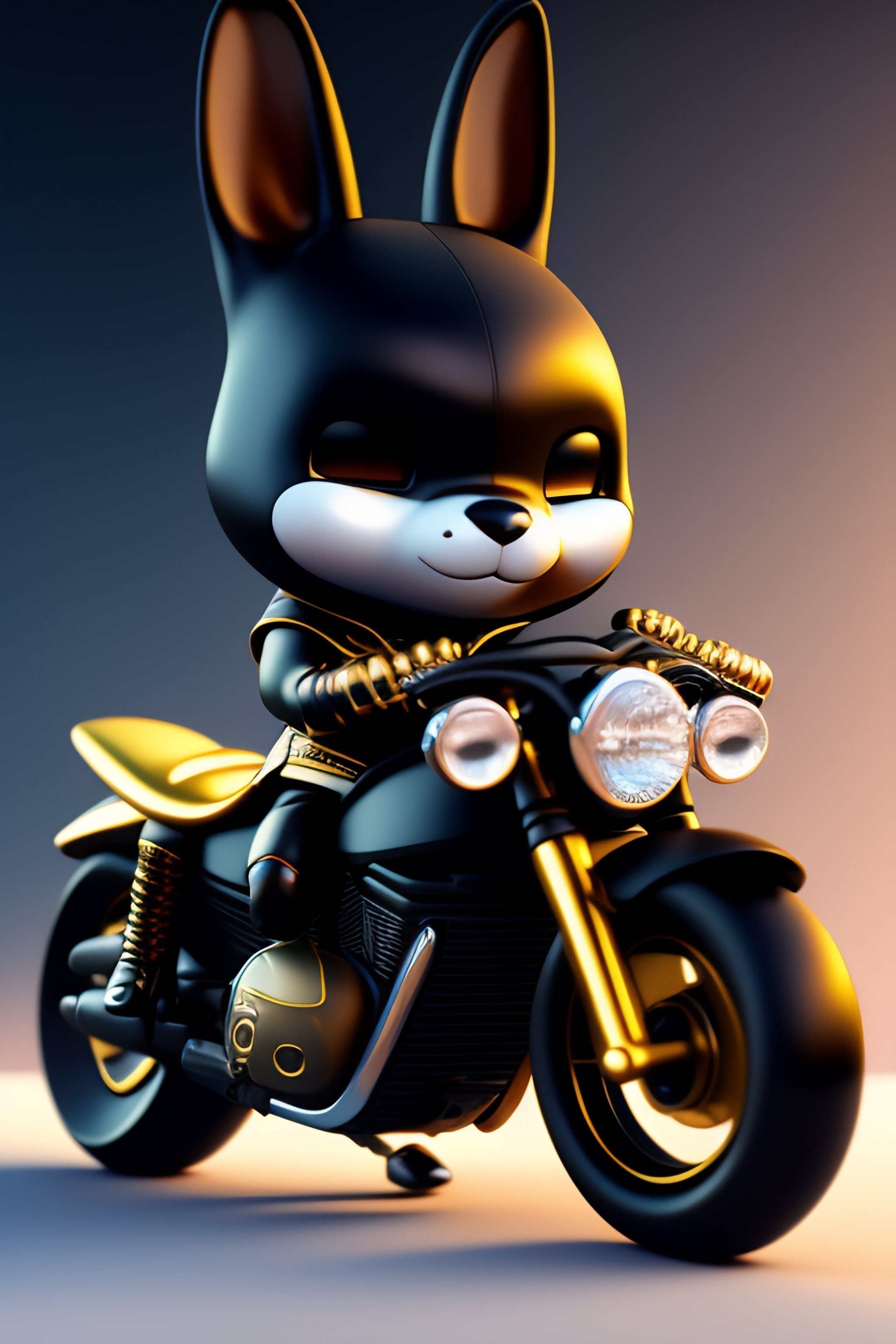 Lexica - Cartoon Black Humanoid Rabbit with large white eyes leather ...