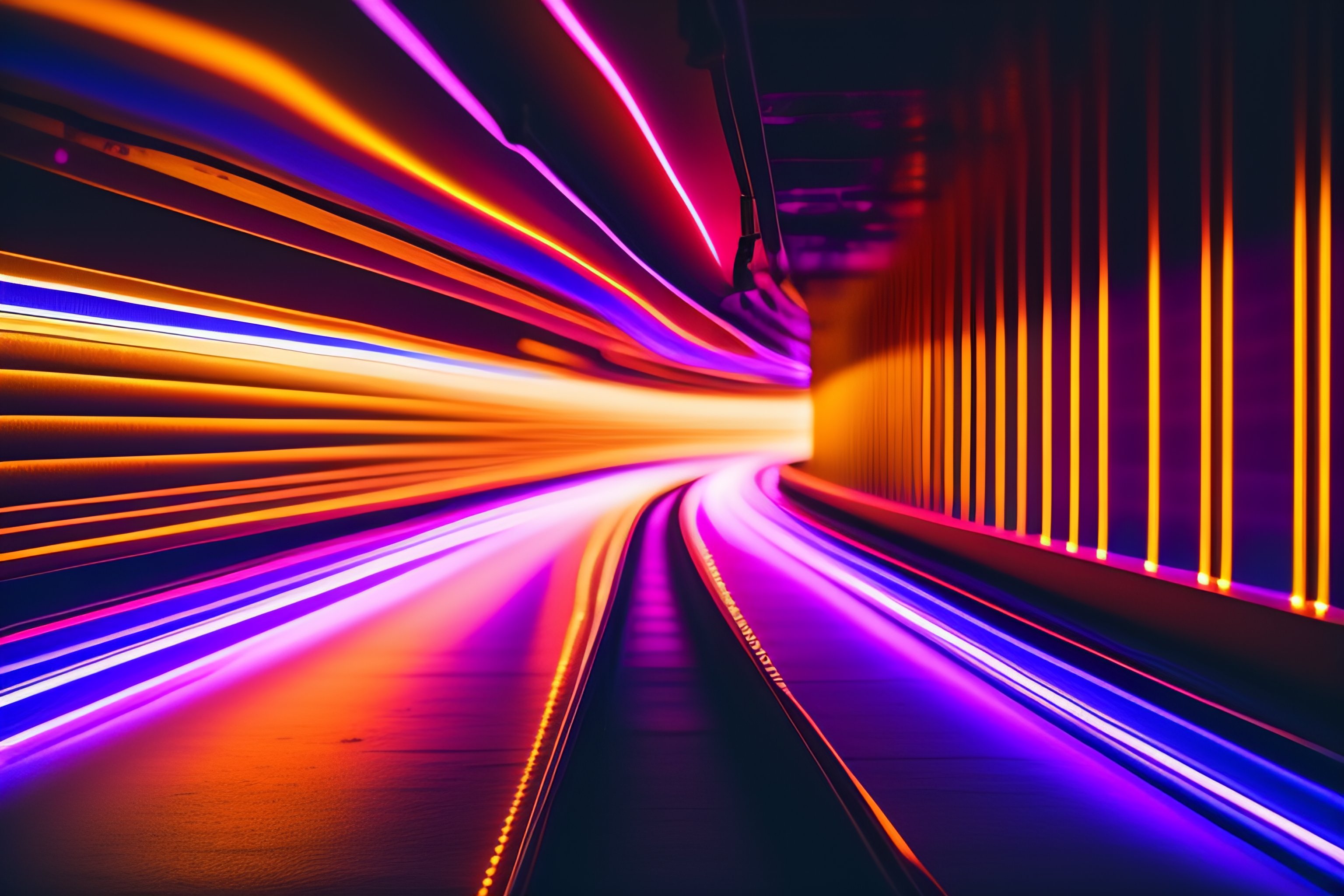 Lexica - Big dark room. neon lines. boken blur