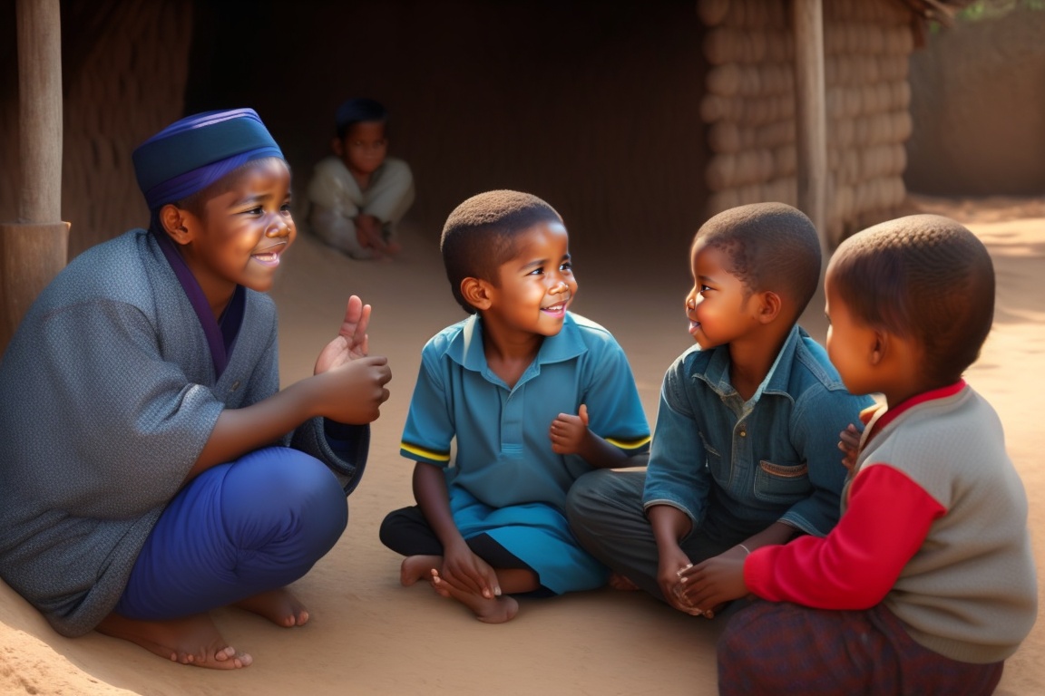 Lexica - The child sharing his newfound wisdom with a group of ...
