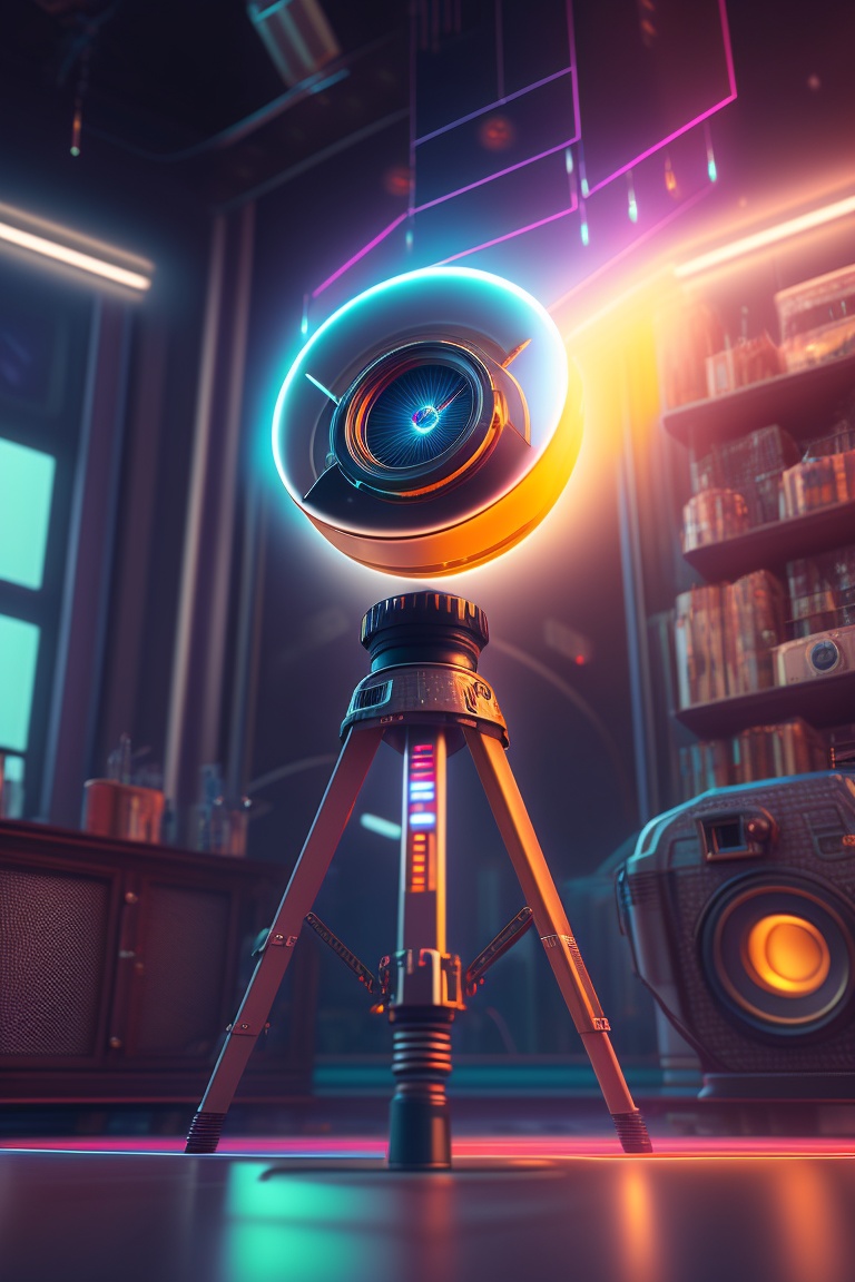 Lexica A scene where a DSLR camera stands on a tall and stable tripod