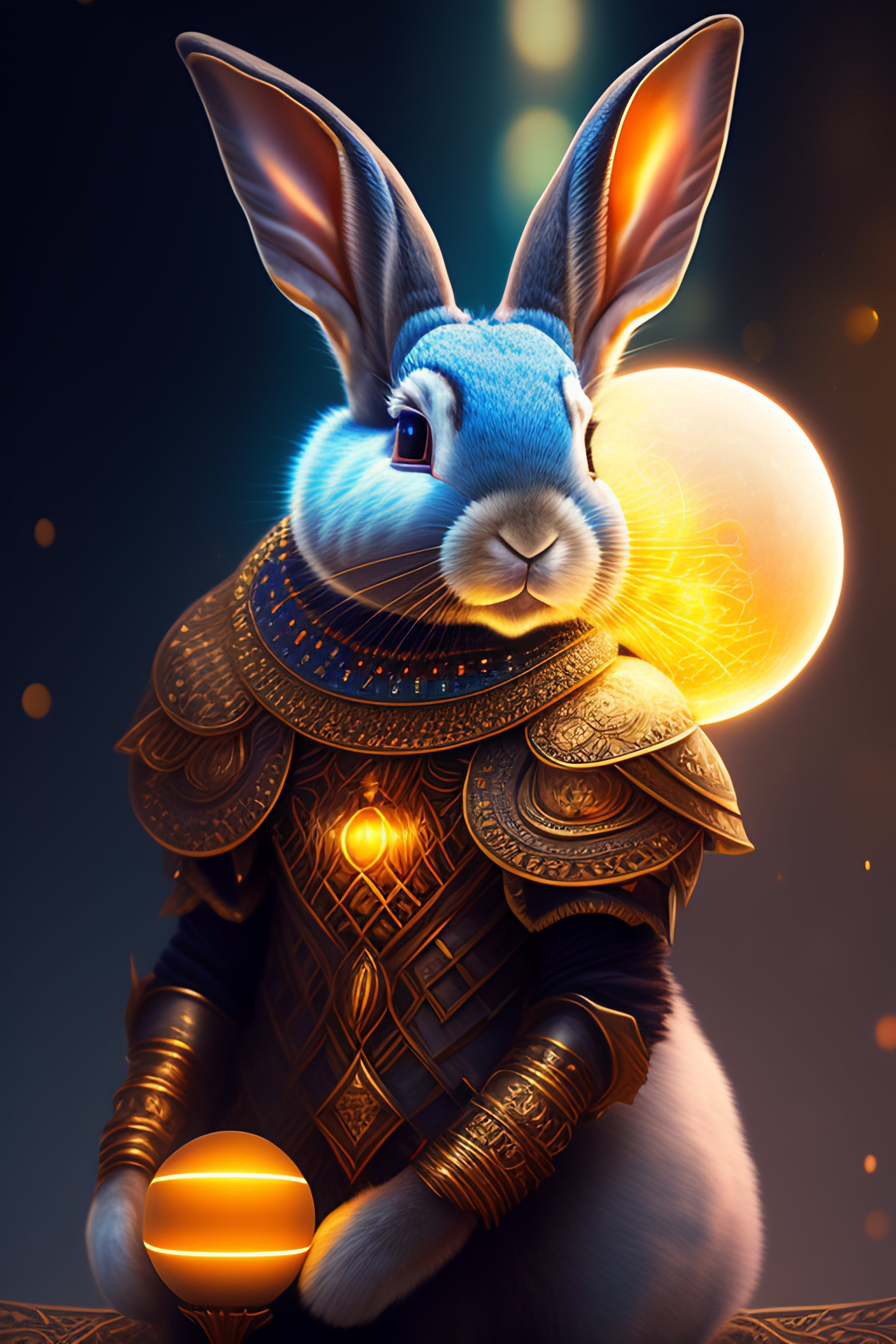 Lexica - A digital painting of a rabbit holding a glowing ball ...