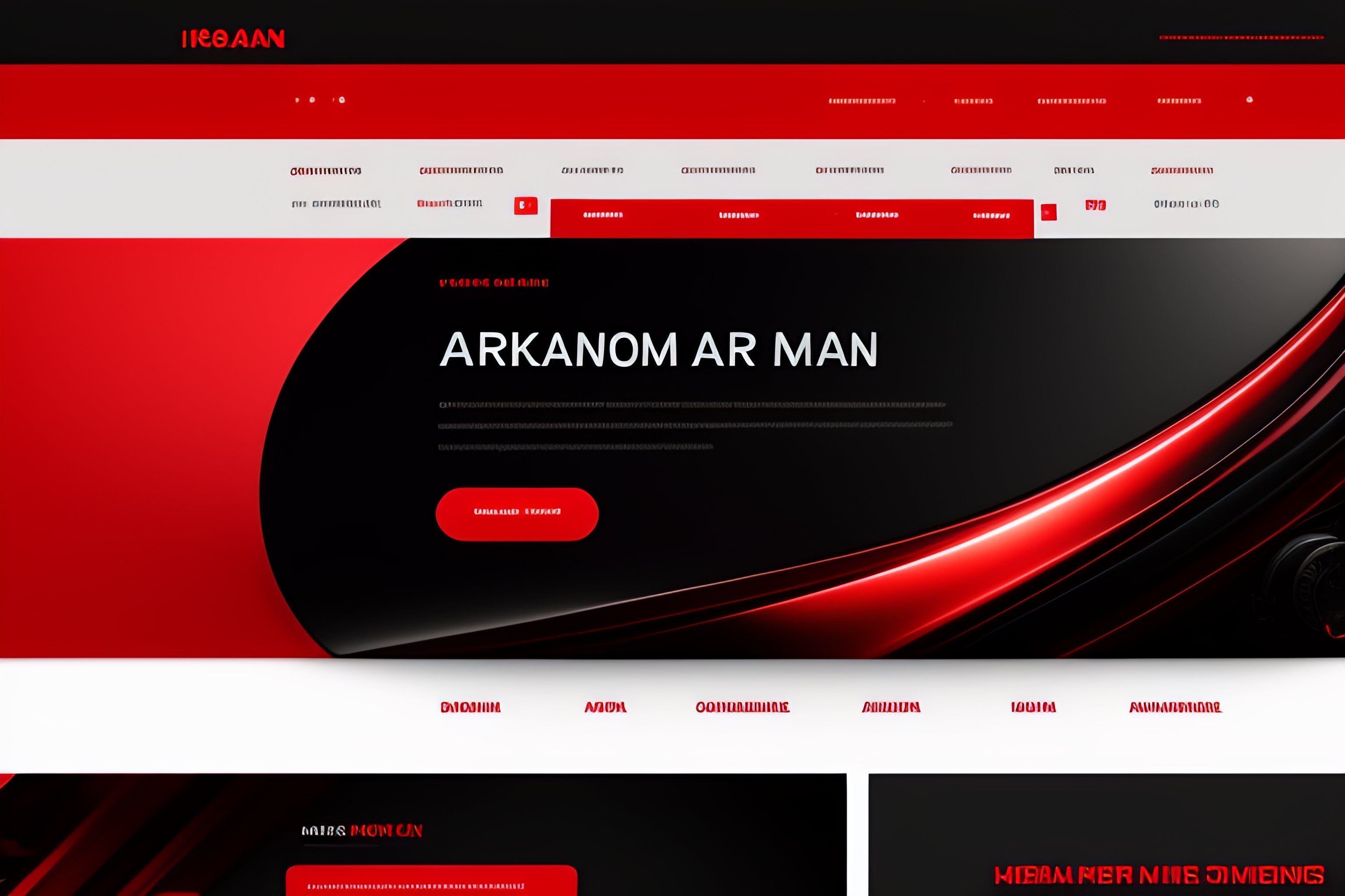 Lexica - Beautiful landing page for a ironman website, dark theme, black  and red color scheme, aesthetic