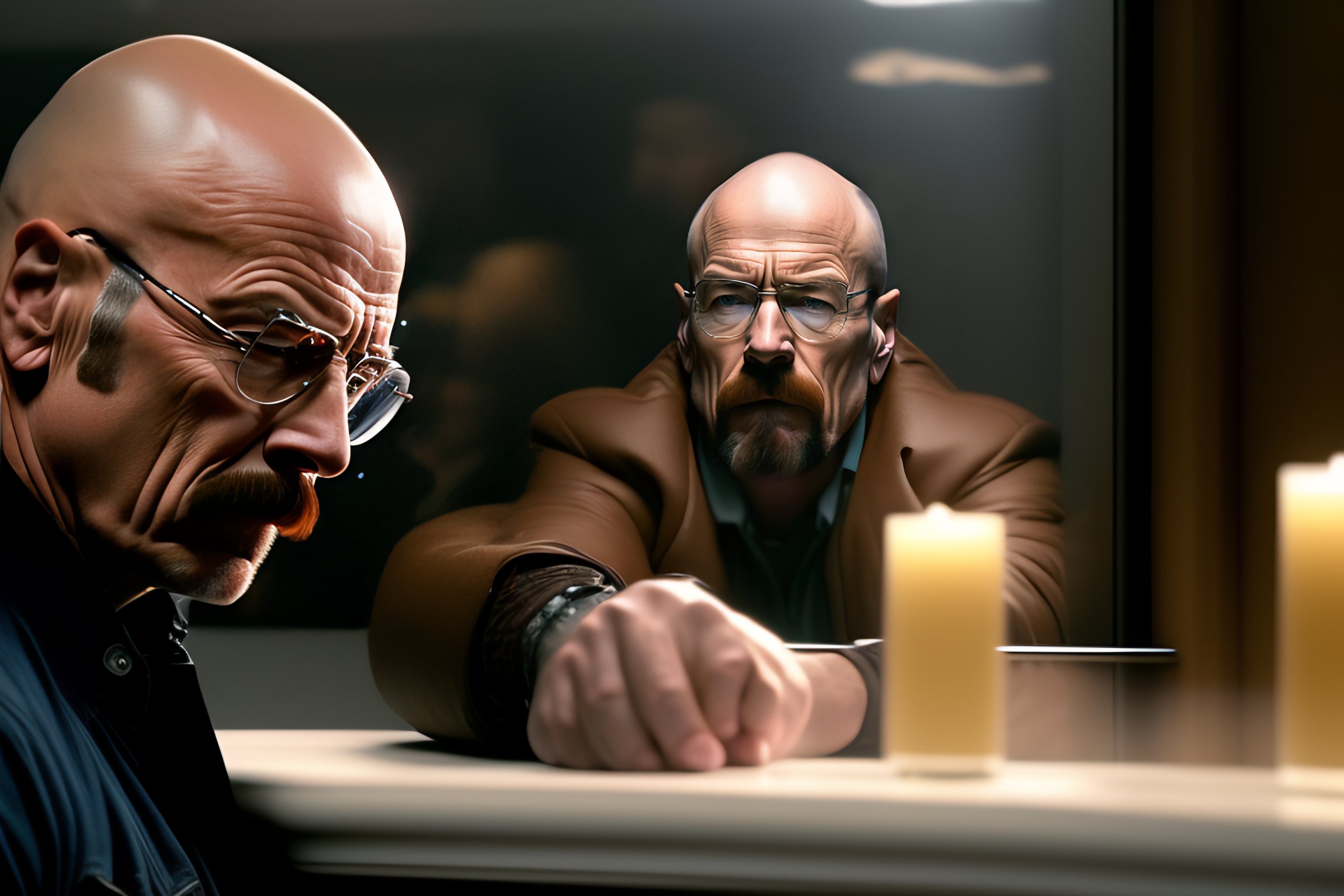 Lexica Walter white angry at jesse pointing a gun at his face and crying