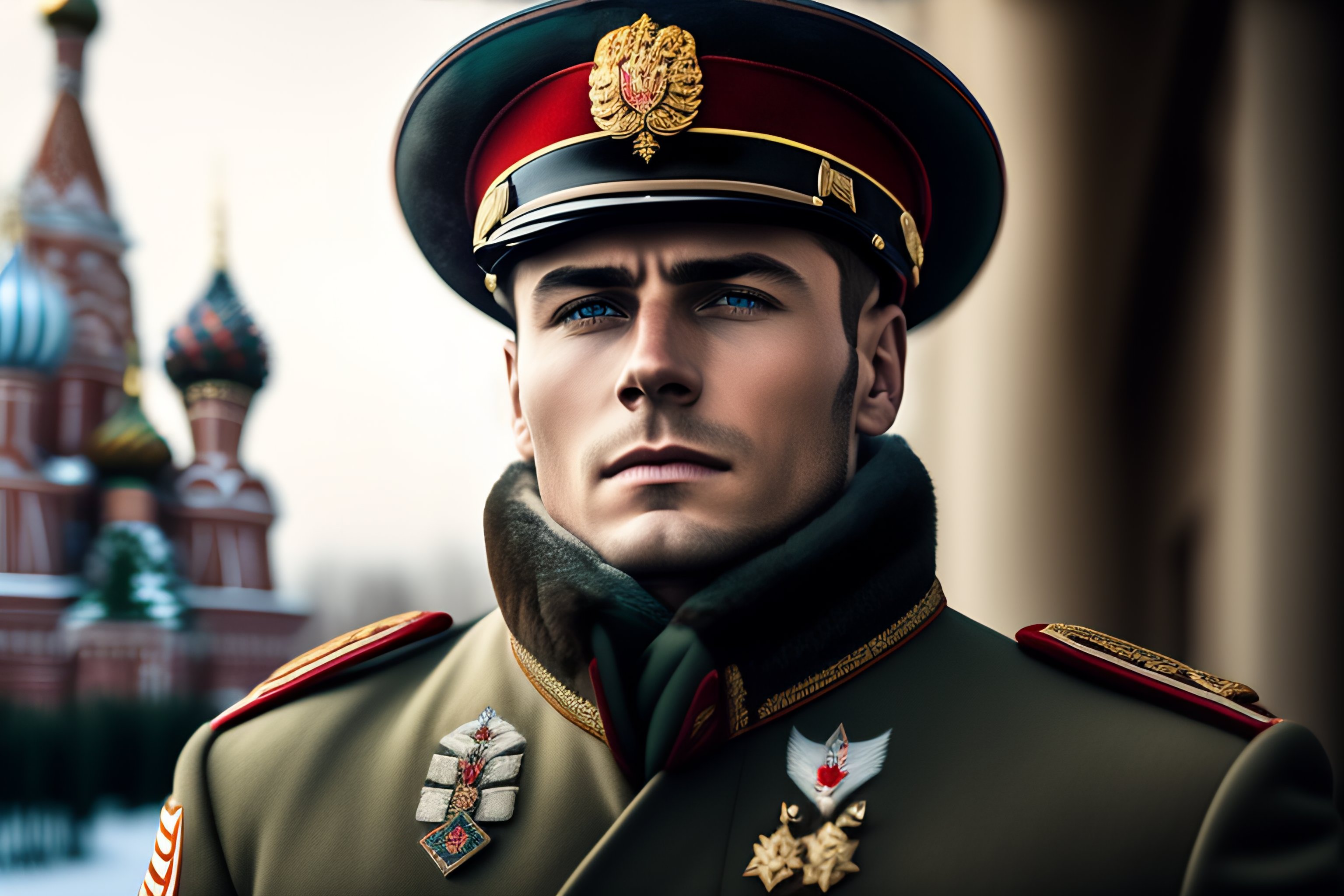 lexica-beautiful-portrait-of-a-russian-male-officer-in-uniform