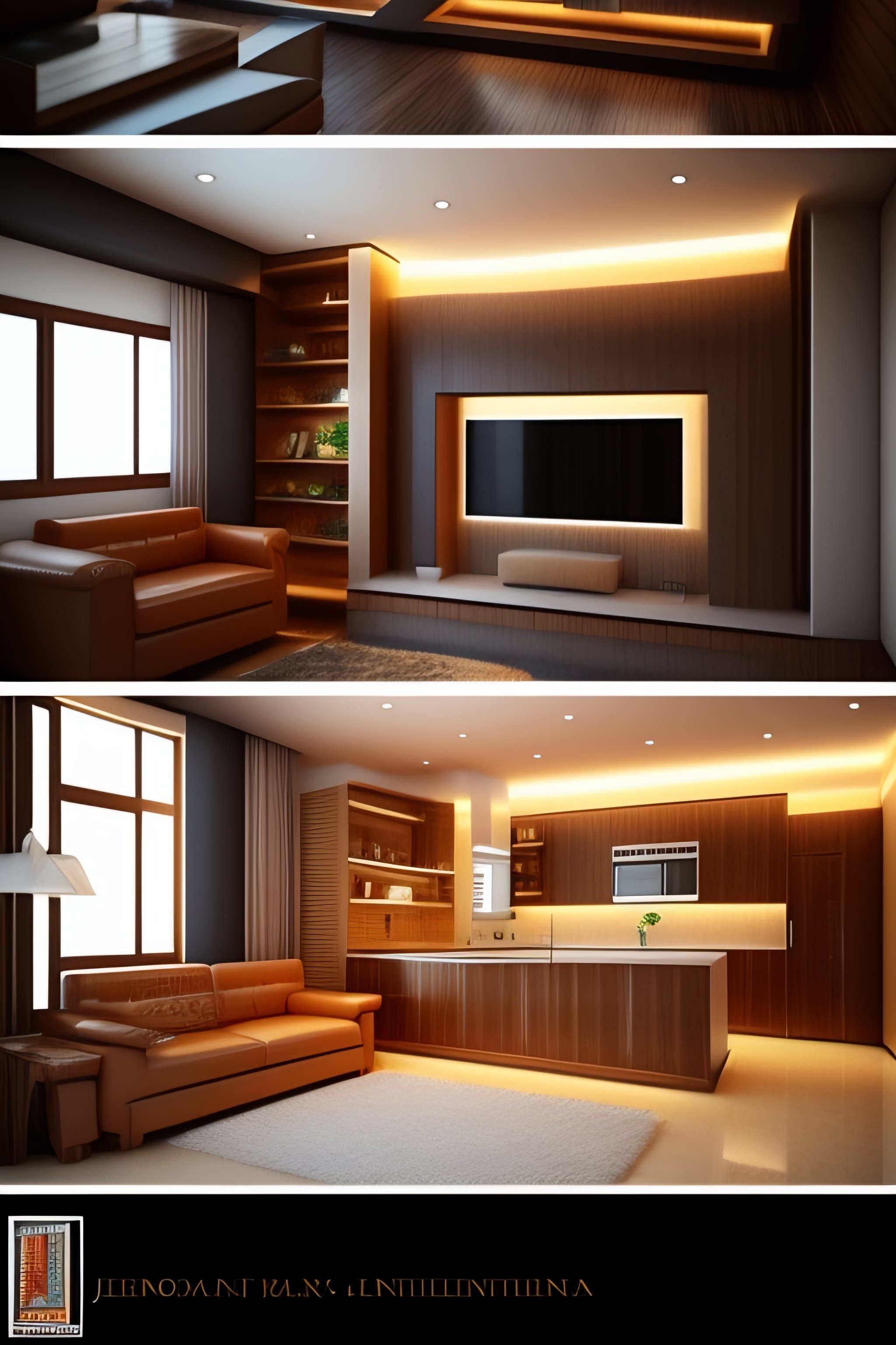 Lexica - Interior design rendering with wood furniture japandi style to ...