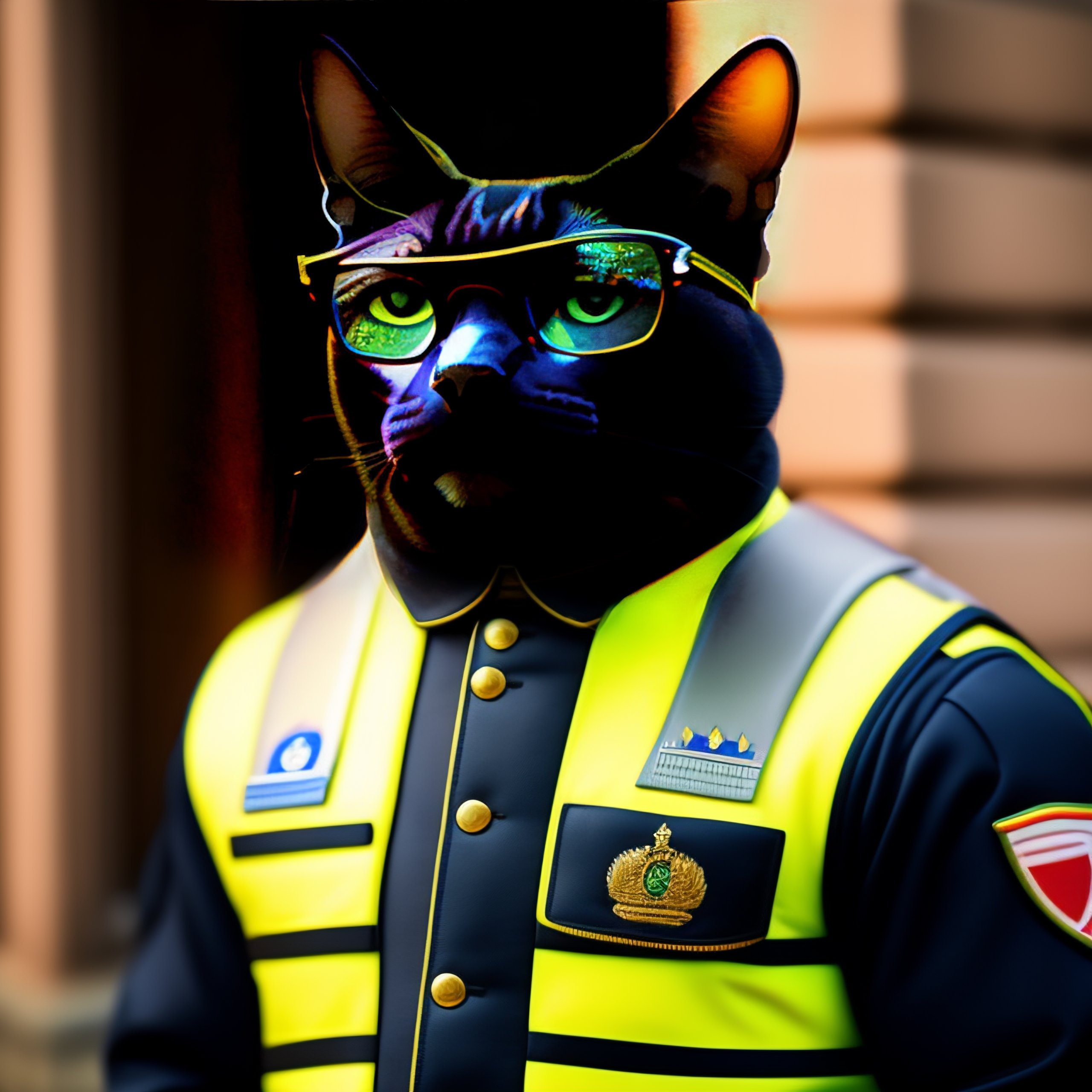 Lexica - An anthropomorphic cat in a colombian police suit and black ...