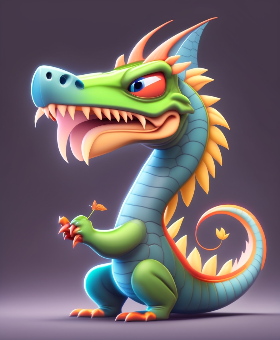 Lexica - A dragon sneezing gently, with awe and wonder, cartoony style