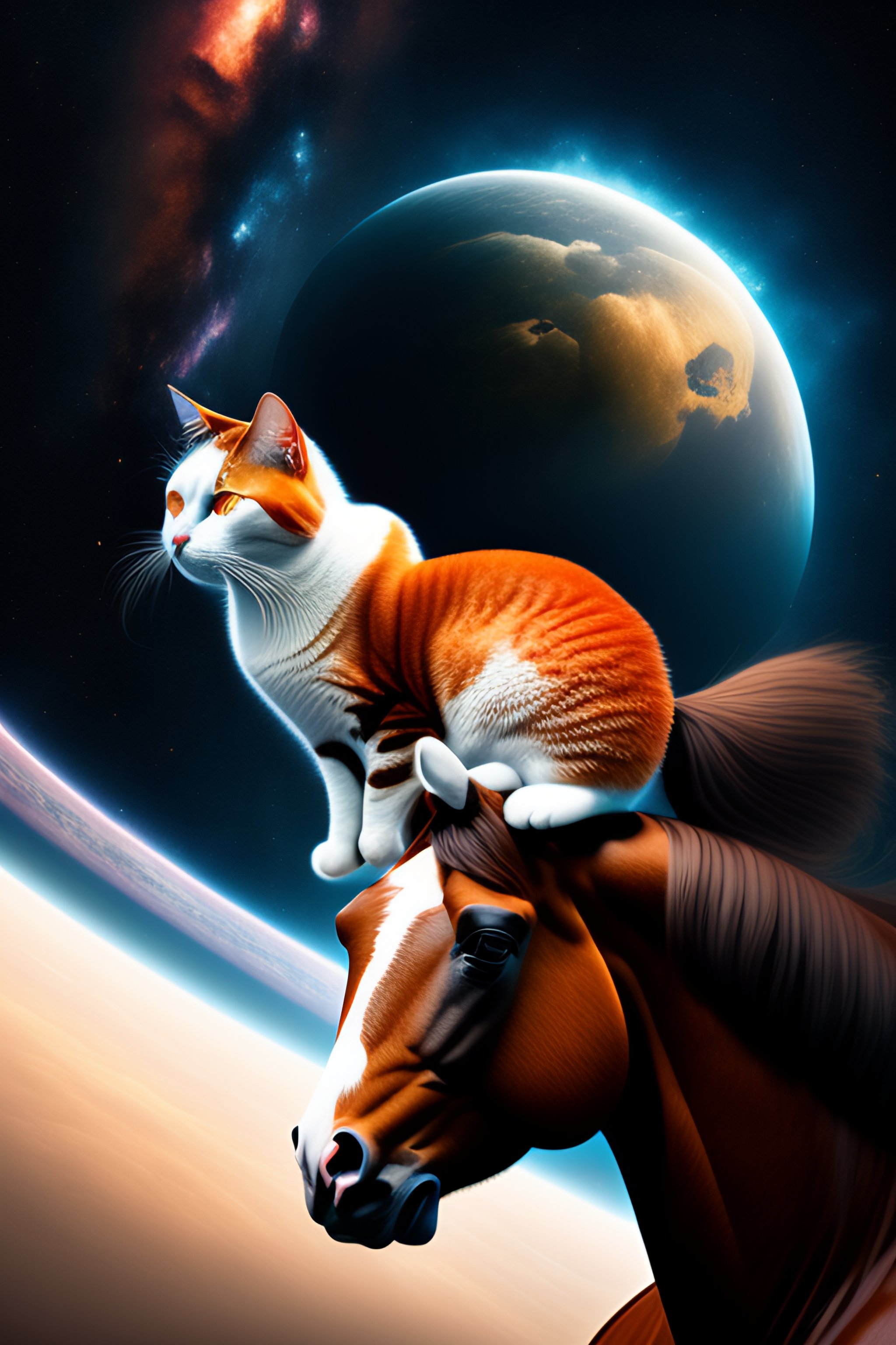 Lexica - Cat on a horse in space