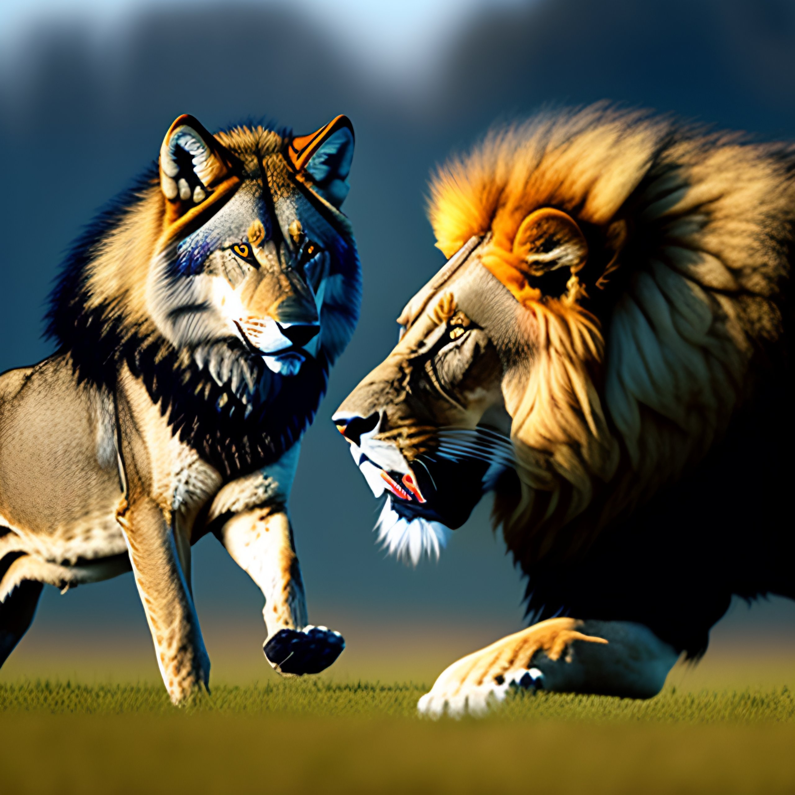lion vs wolf real fight