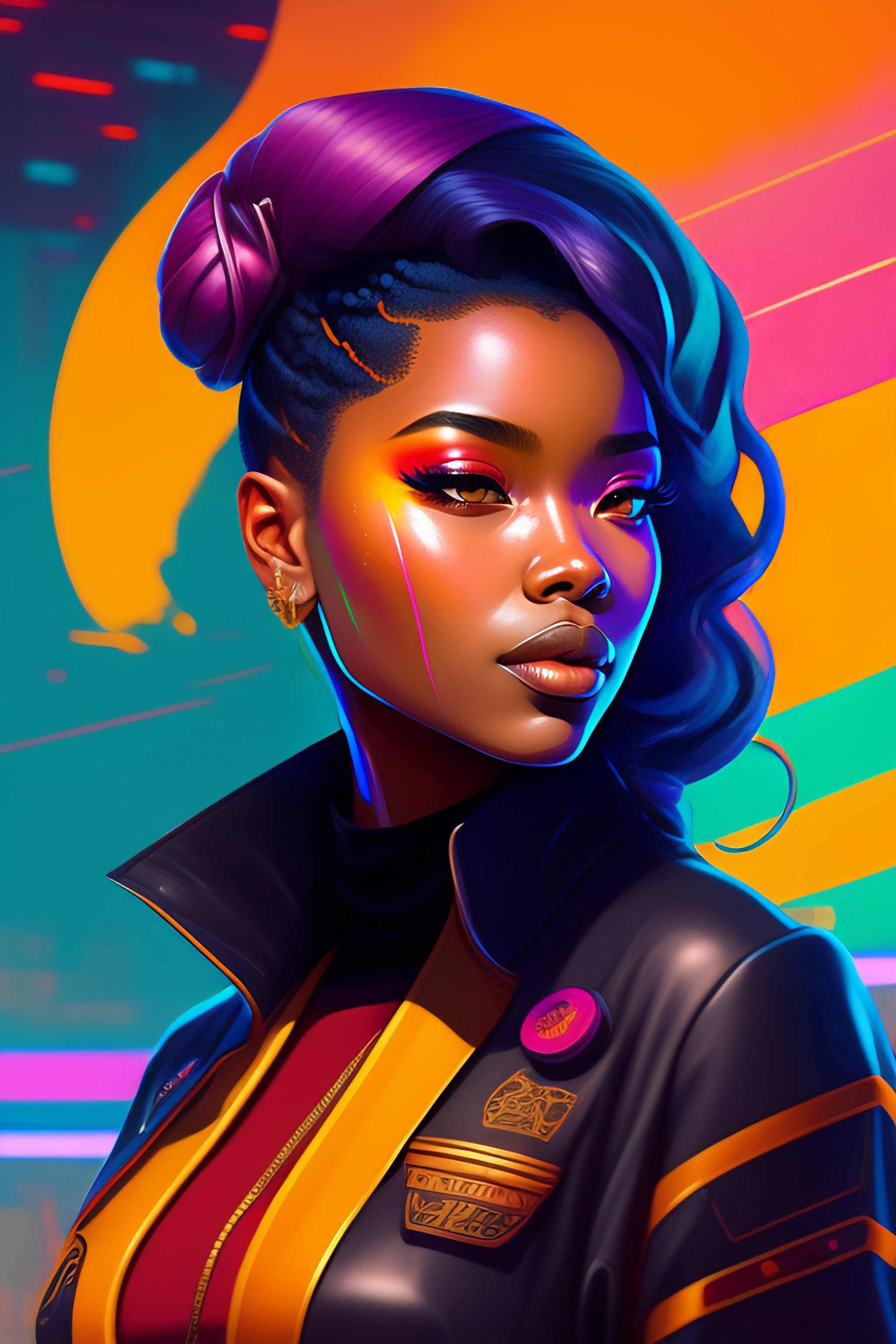 Lexica - A colorful comic noir illustration painting of a cyberpunk ...