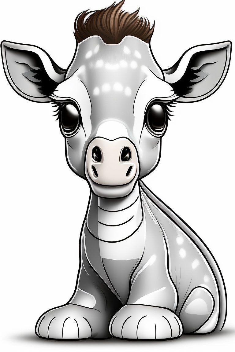 baby giraffe cartoon images black and white