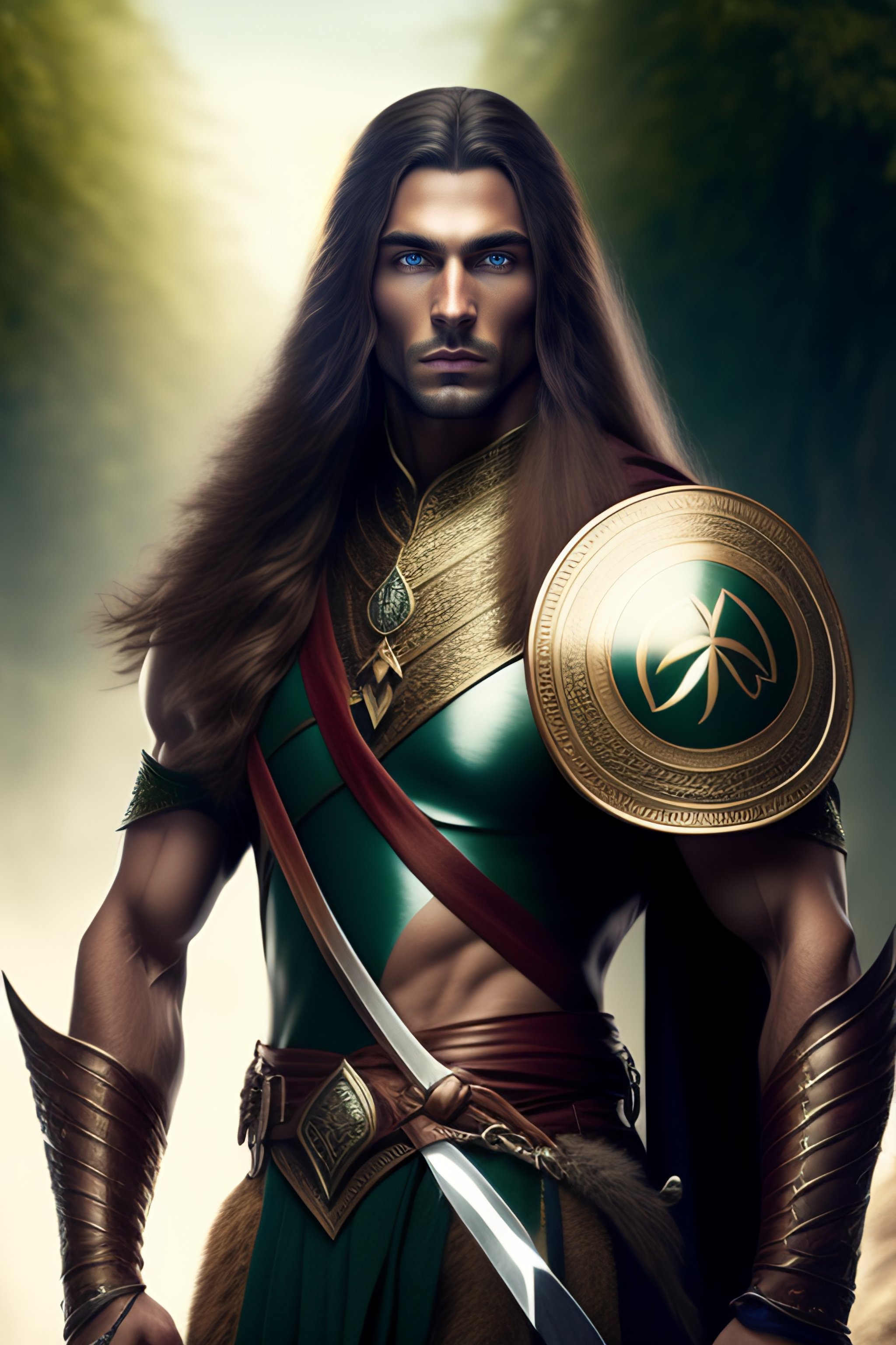 Lexica - Male slender muscular elven ranger with long hair in front of ...