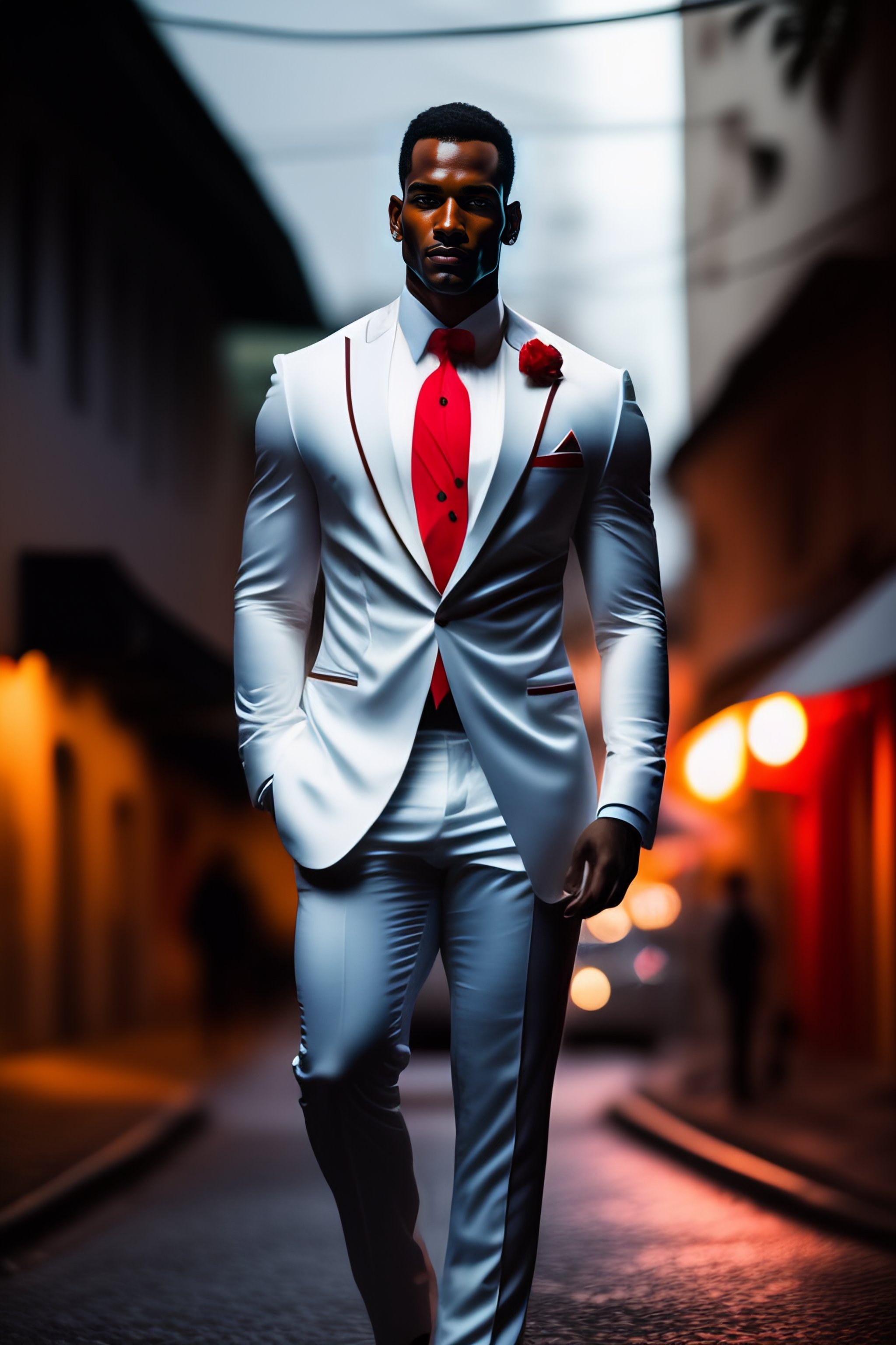 formal suit red tie