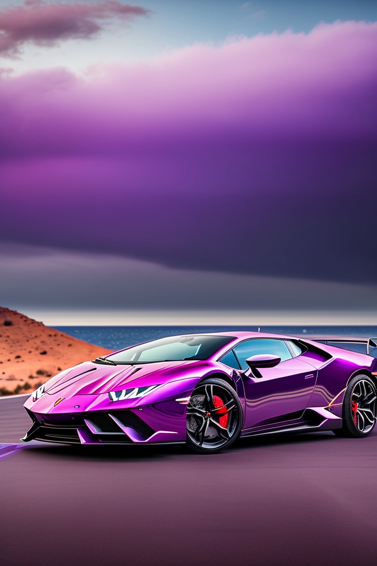 Lexica - Purple Lamborghini Huracán with a blue sky background ...