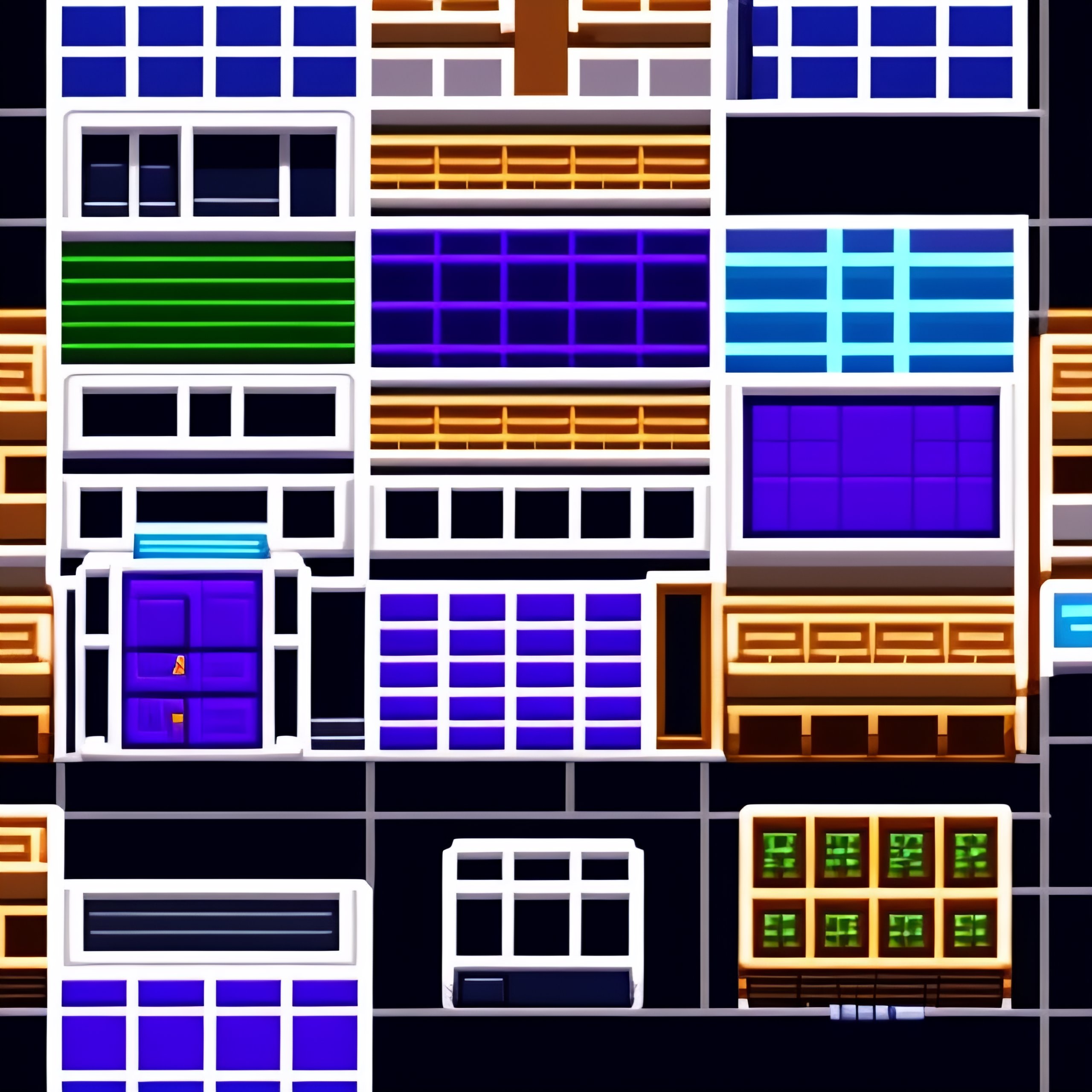 Lexica - Pixel art, cyberpunk style, sci-fi, spritesheet, grid 32x32,  street tiles, high quality, without distortion, no filtering, different  surface