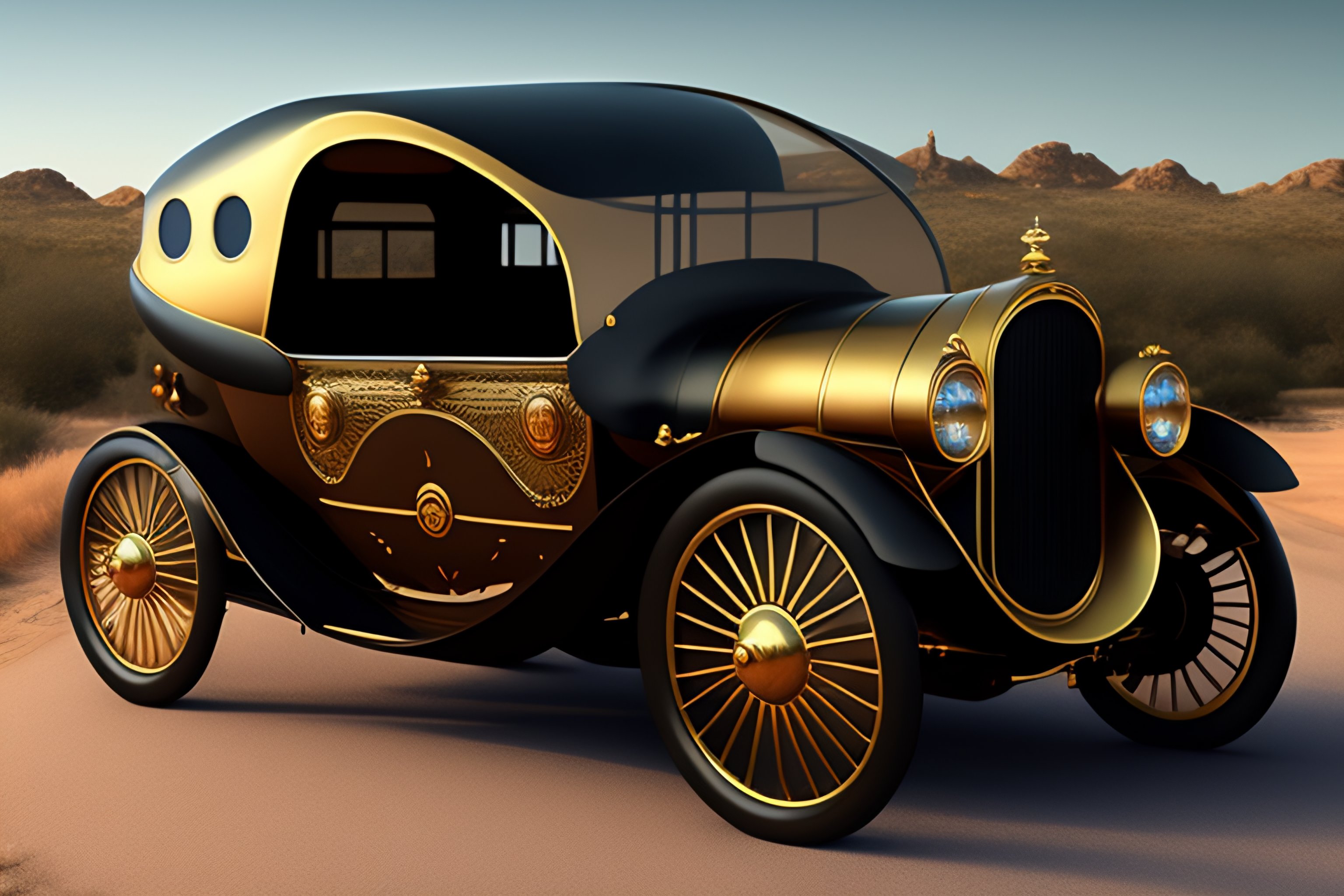 Lexica RIBBON STEAMPUNK CAR, a sign that says OFFROAD MY PASSION