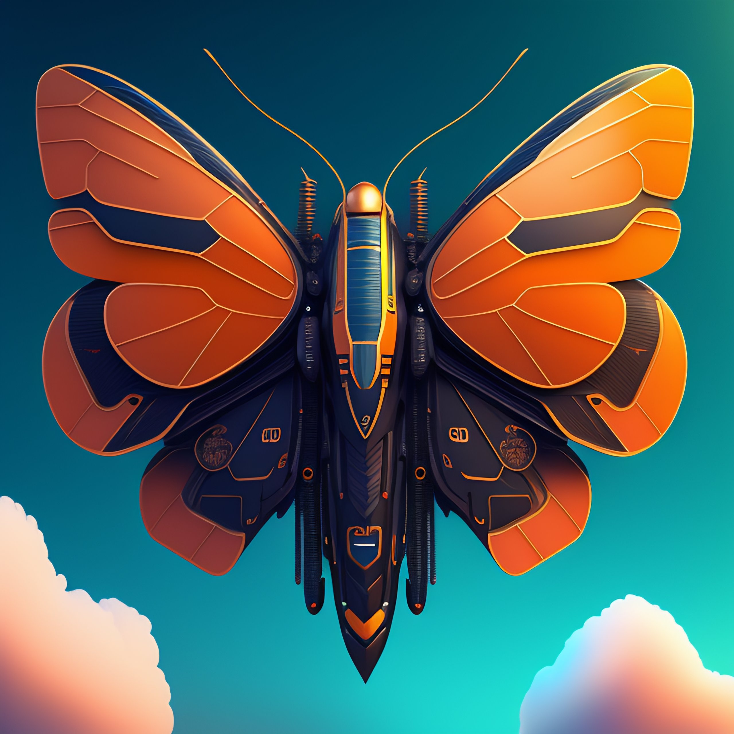 Lexica - A giant futuristic mechanic butterfly in the style of jomon ...
