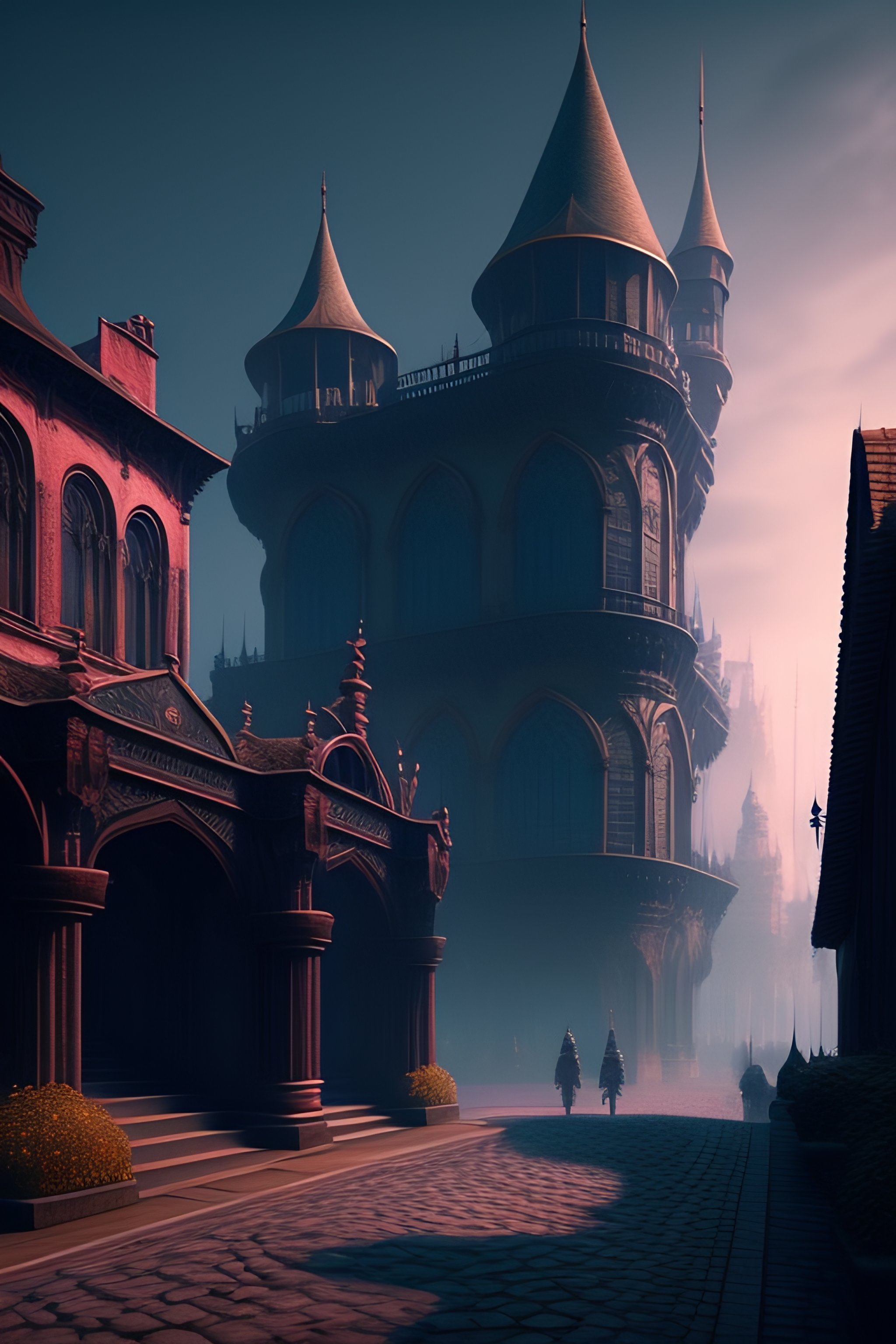 Lexica - A beautiful painting of a gothic city street similar to ...