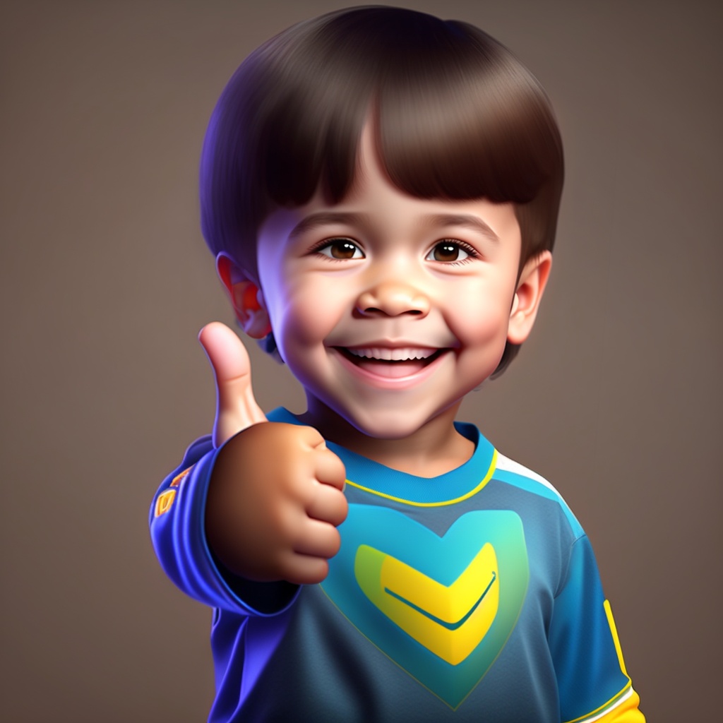 Lexica - AI generated kid, smiling and giving thumbs up